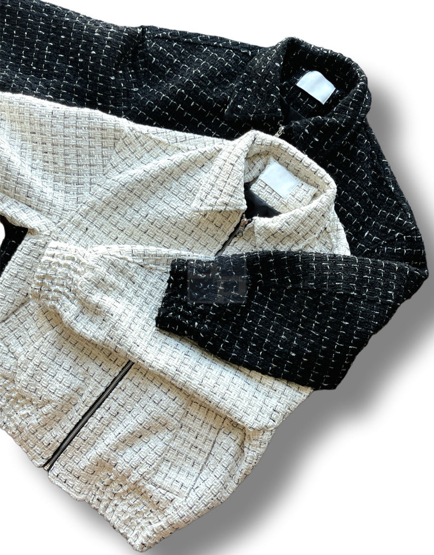 Tweed Cropped Wool Jumper Ivory