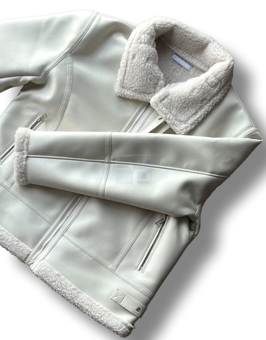 Casual Shearling Jacket Mustang Ivory