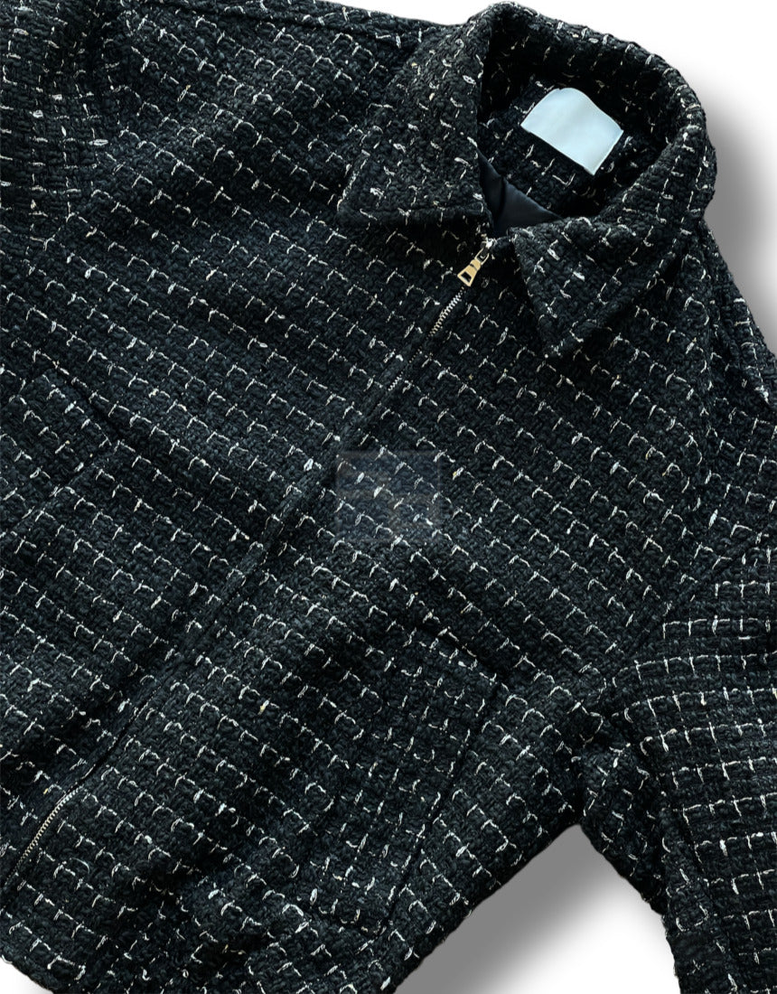 Tweed Cropped Wool Jumper Black