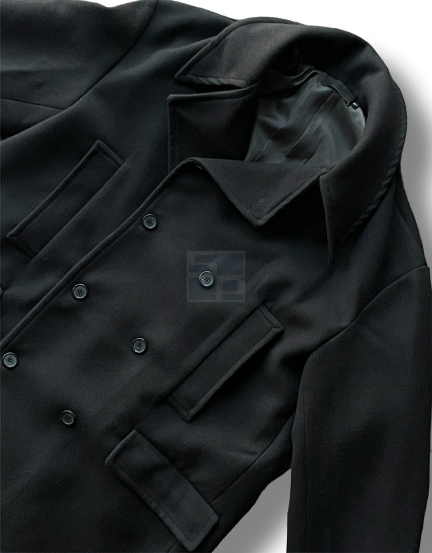 Back Slit Overfit Double Coat Black