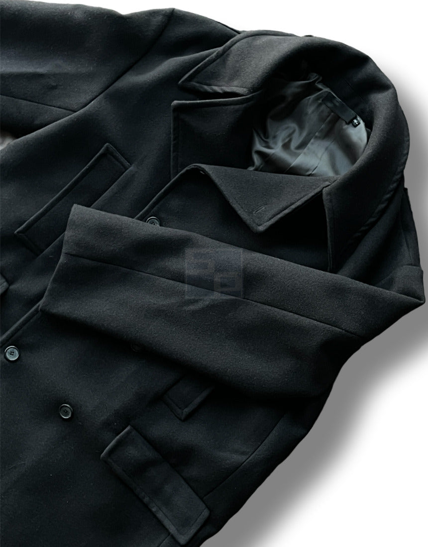 Back Slit Overfit Double Coat Black