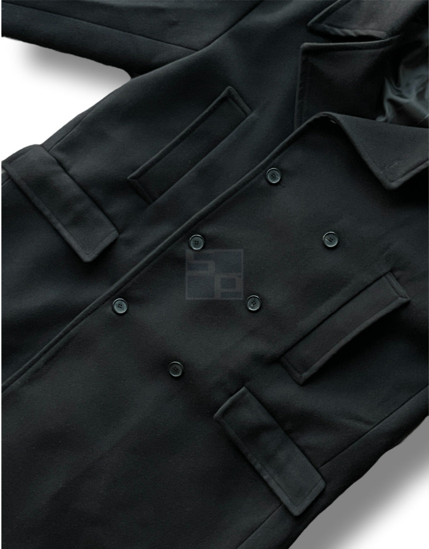 Back Slit Overfit Double Coat Charcoal
