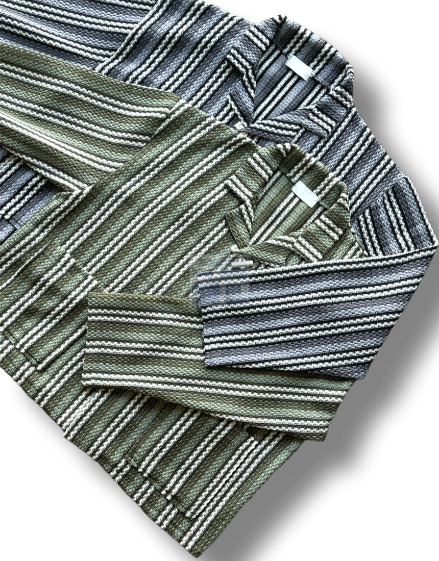 Toggle Stripe Knit Cardigan Khaki