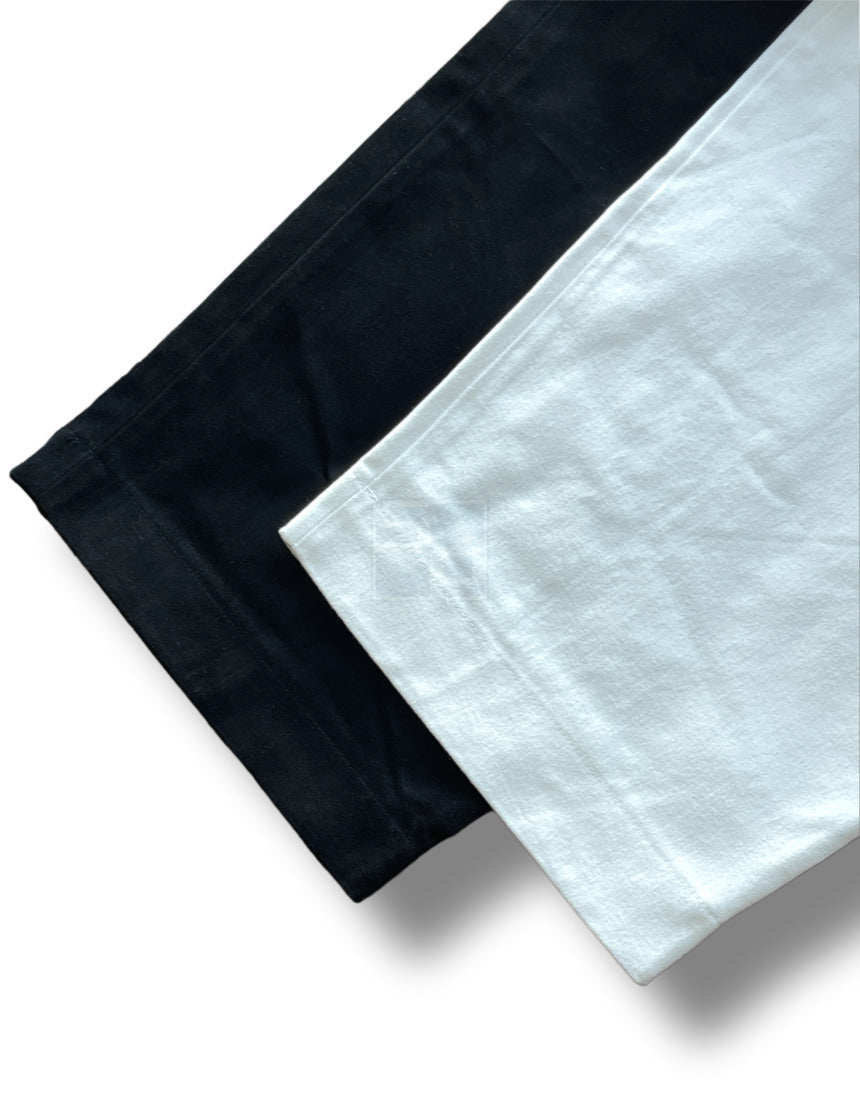 Back Buckle Fatigue Wide Pants White