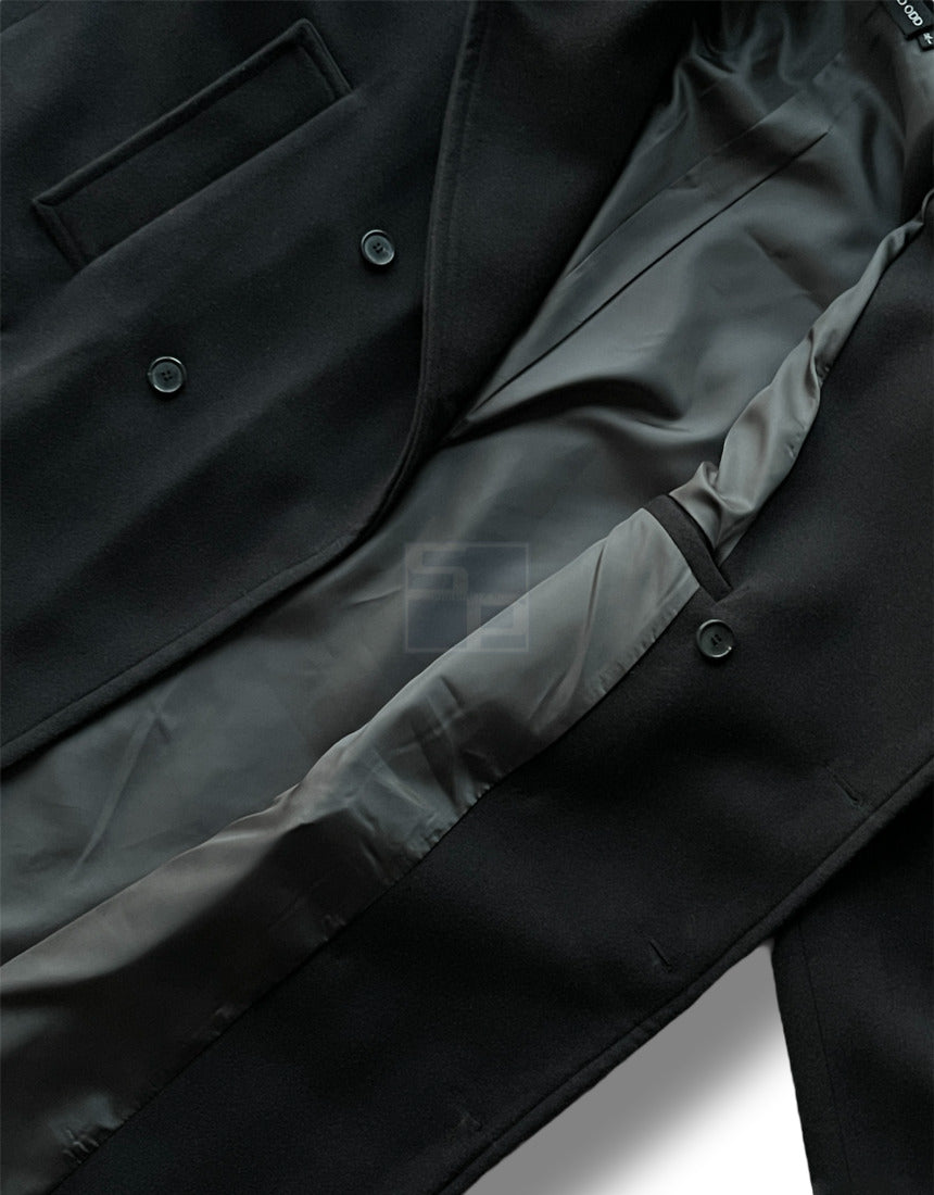 Back Slit Overfit Double Coat Charcoal