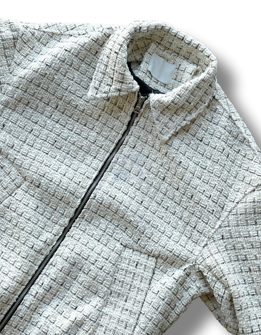 Tweed Cropped Wool Jumper Ivory