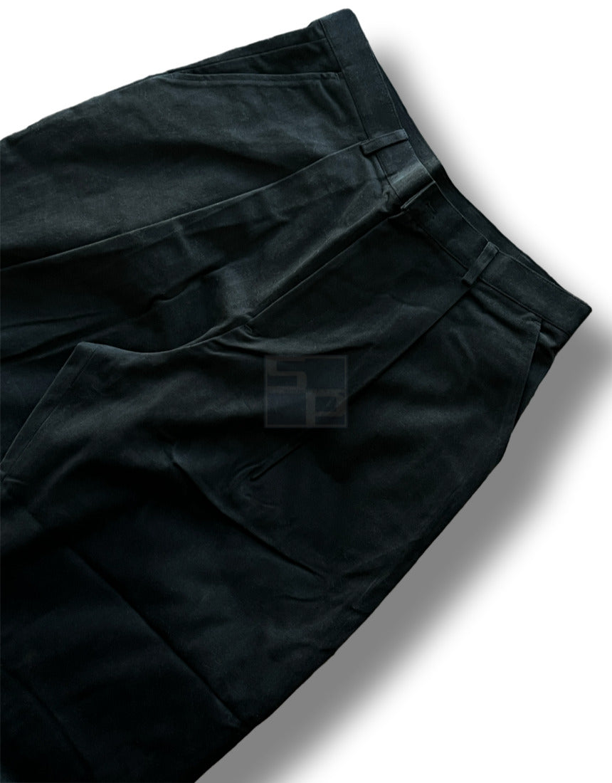 Back Buckle Fatigue Wide Pants White
