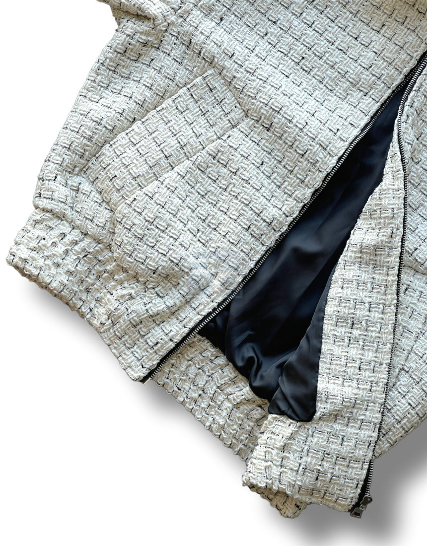 Tweed Cropped Wool Jumper Ivory