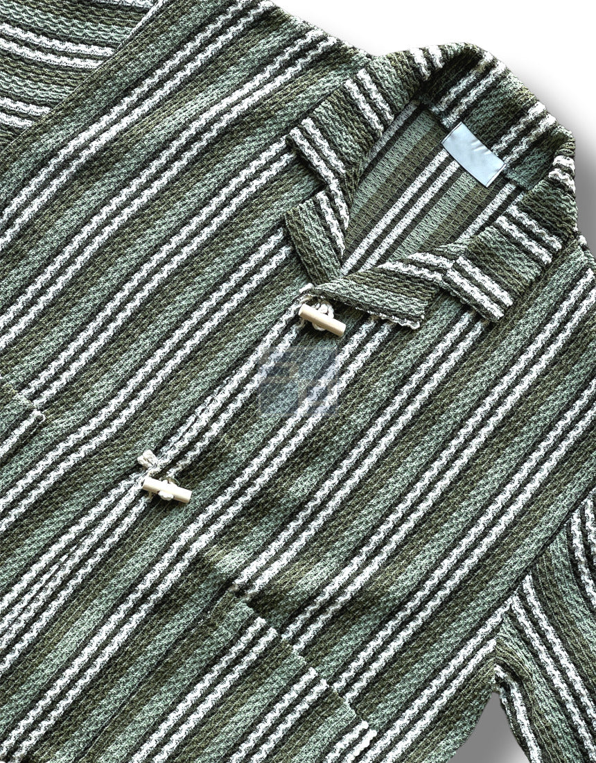 Toggle Stripe Knit Cardigan Khaki