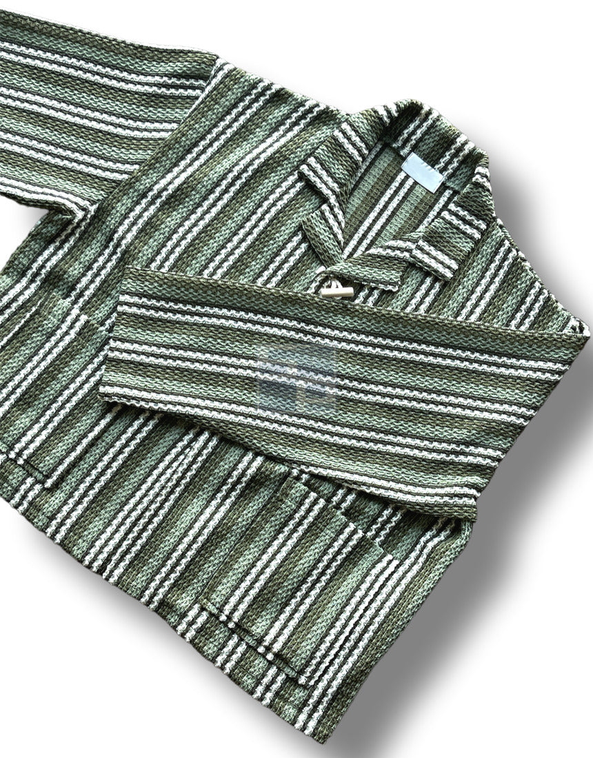 Toggle Stripe Knit Cardigan Khaki