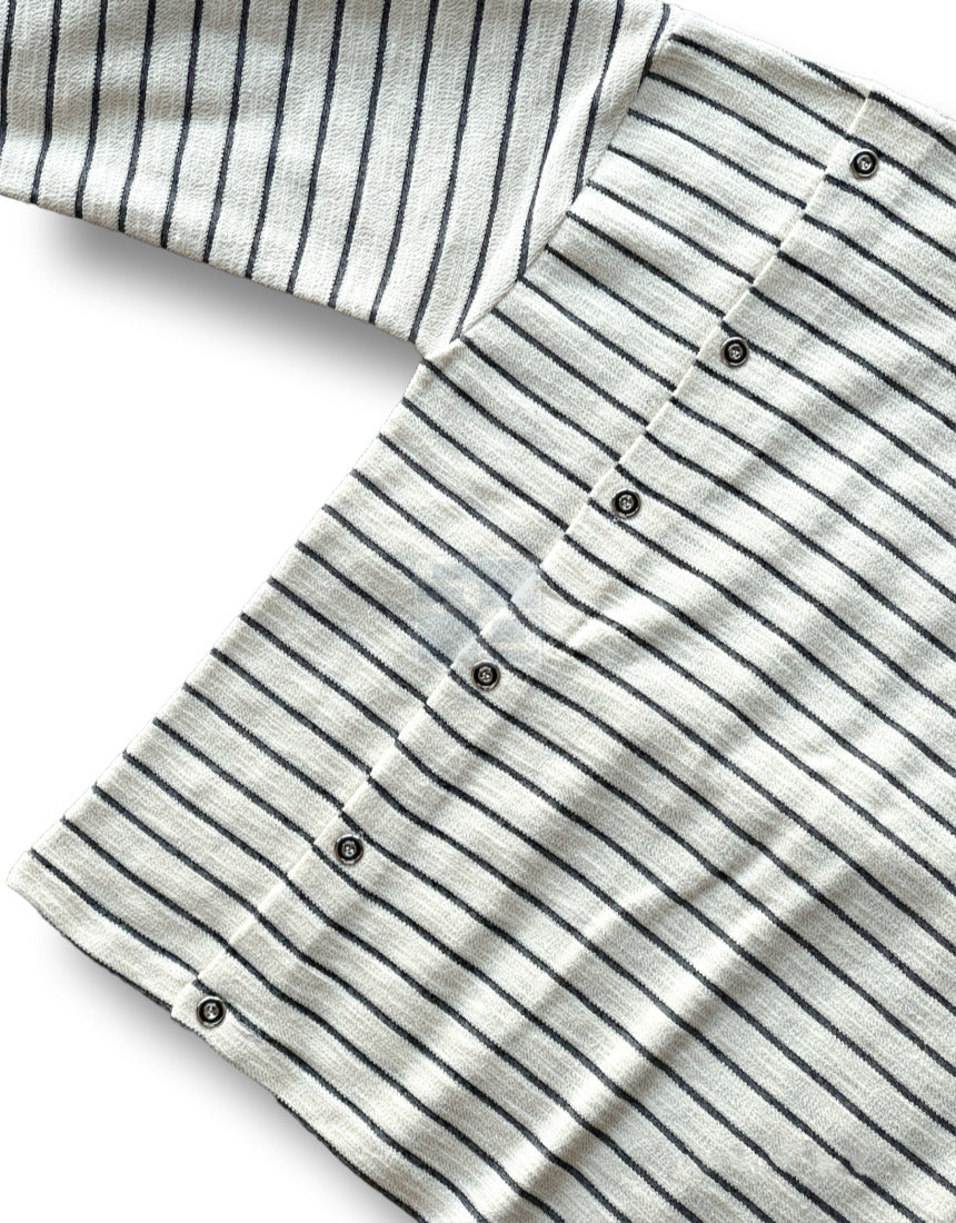 Button Stripe T-shirt Black