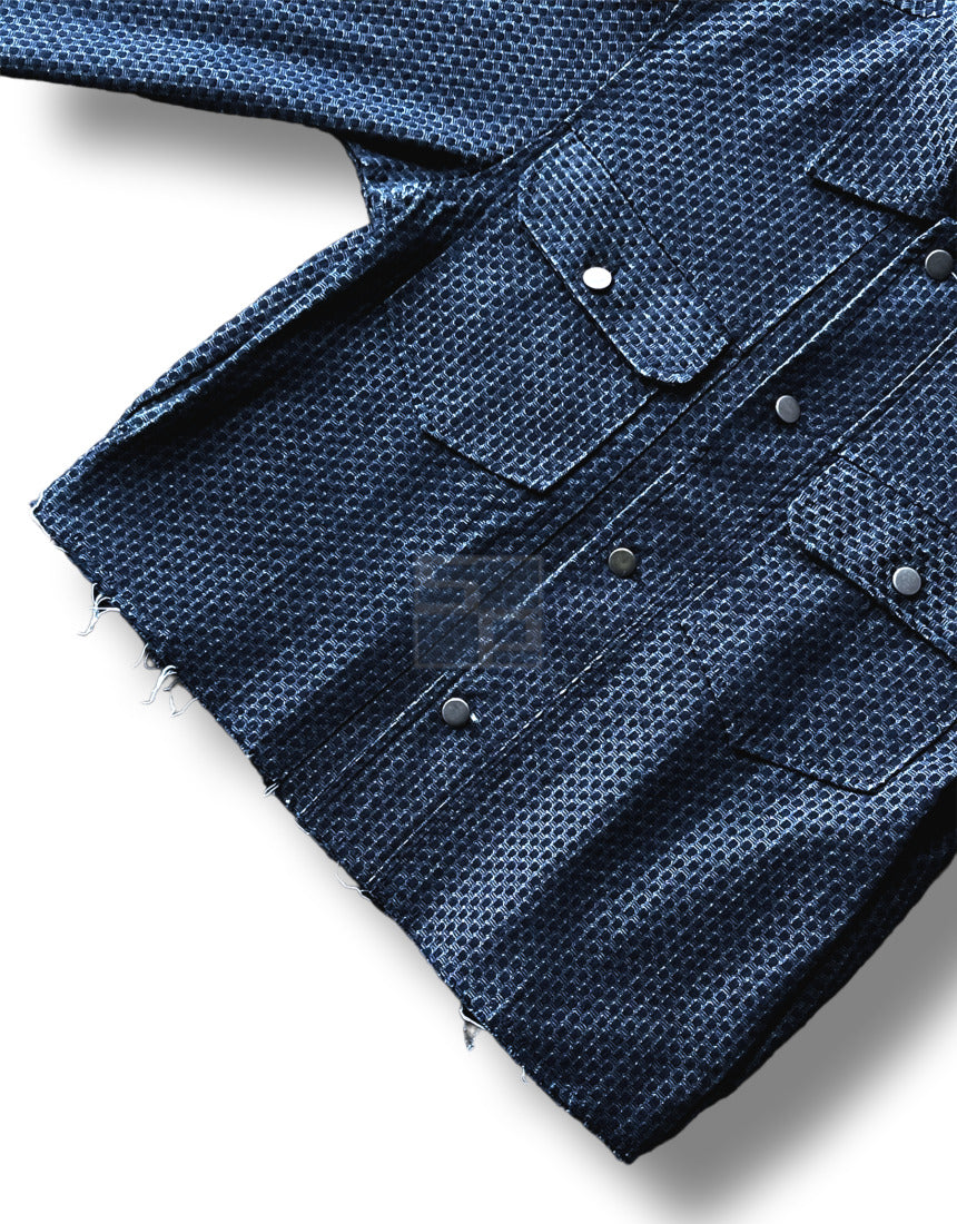 Crop Cutting Denim Jacket Dark blue