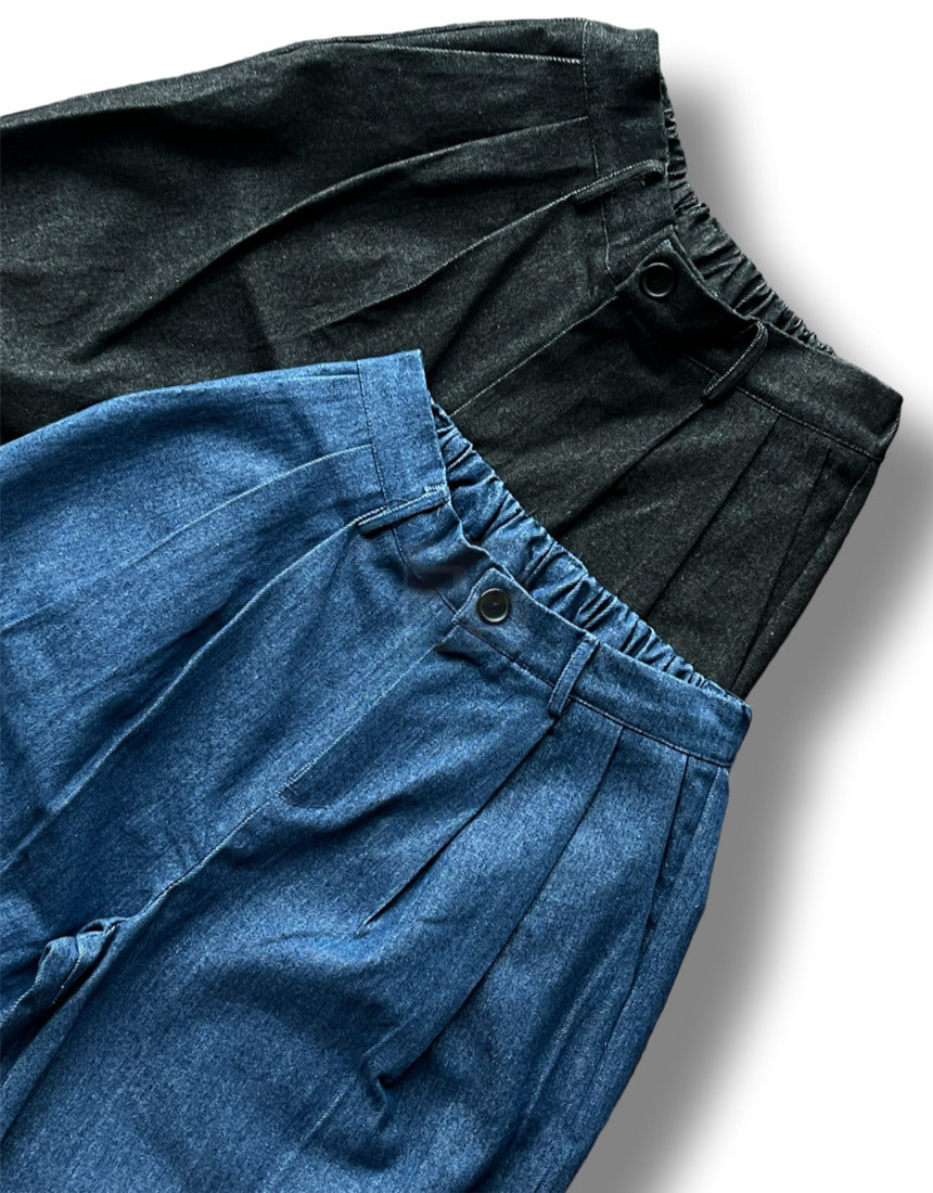 Two Tuck Balloon Denim Pants (2color)