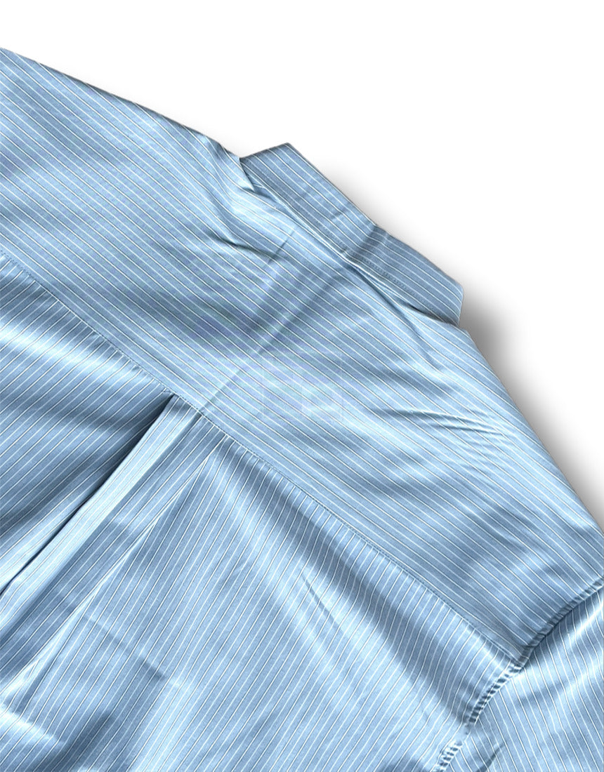 Big Cuffs Balloon Stripe Shirts Skyblue