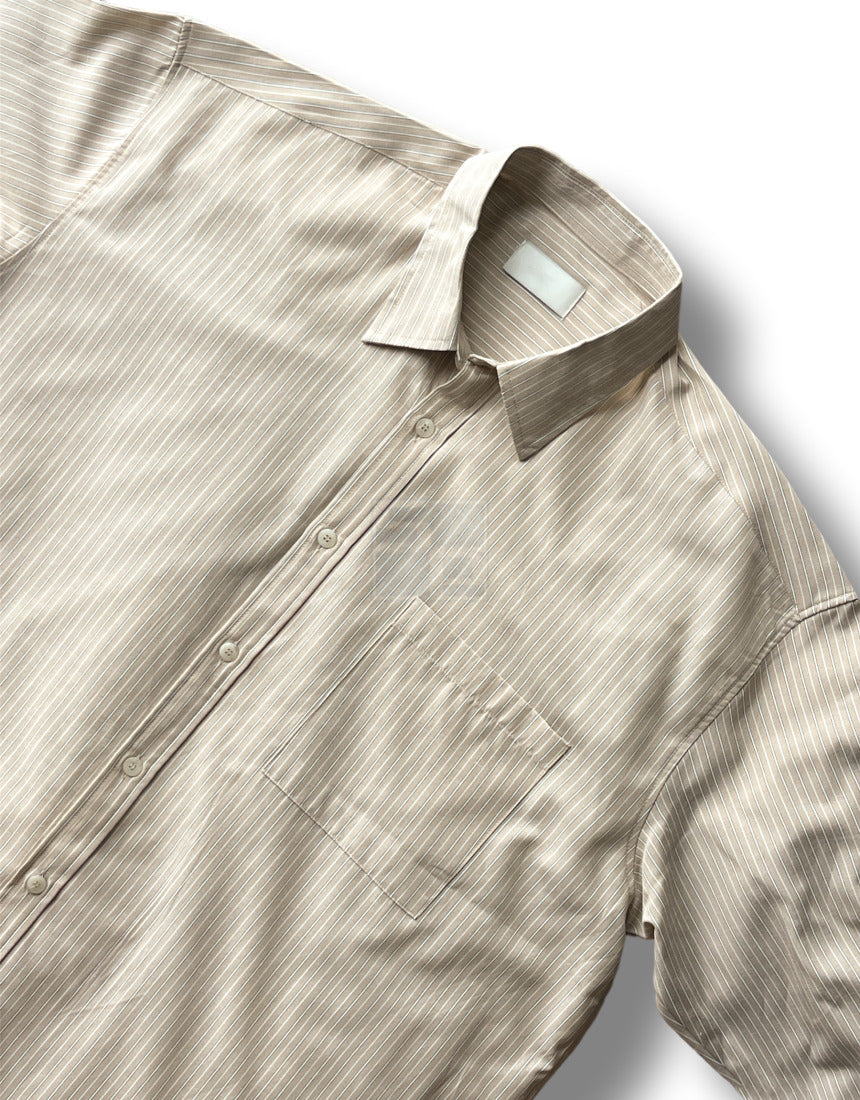 Big Cuffs Balloon Stripe Shirt White