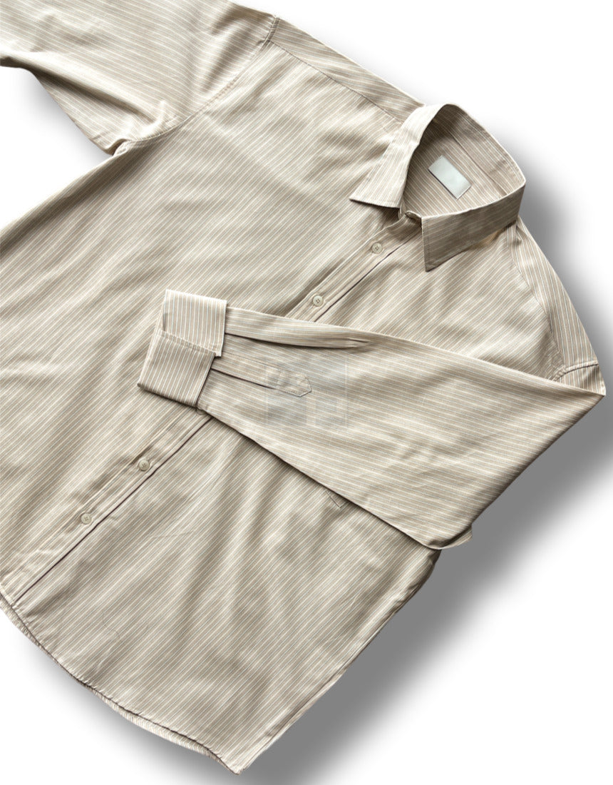 Big Cuffs Balloon Stripe Shirt White