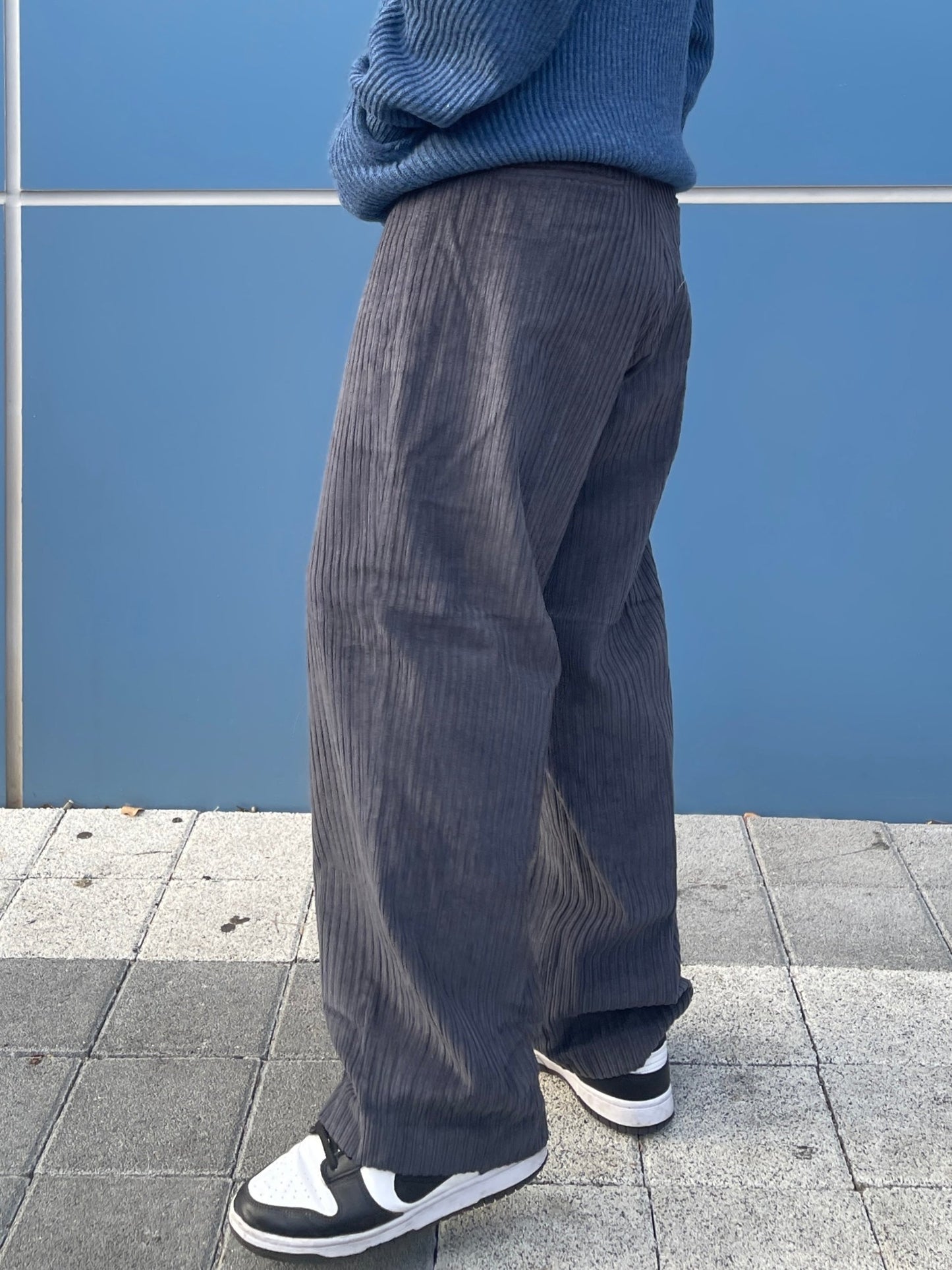 Wide Corduroy Pants Charcoal grey