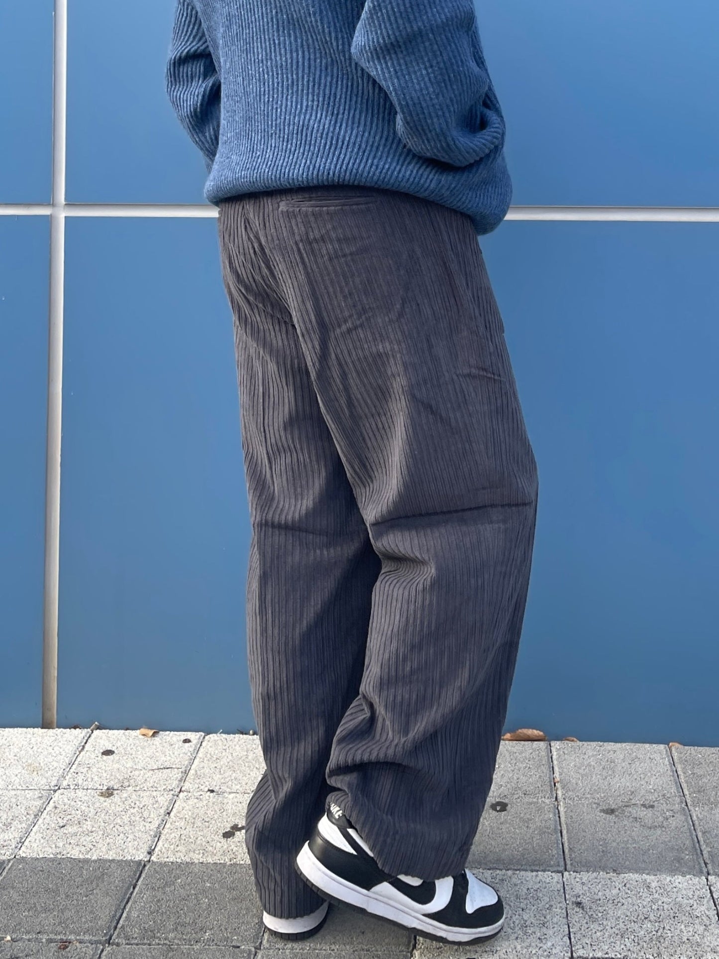 Wide Corduroy Pants Charcoal grey