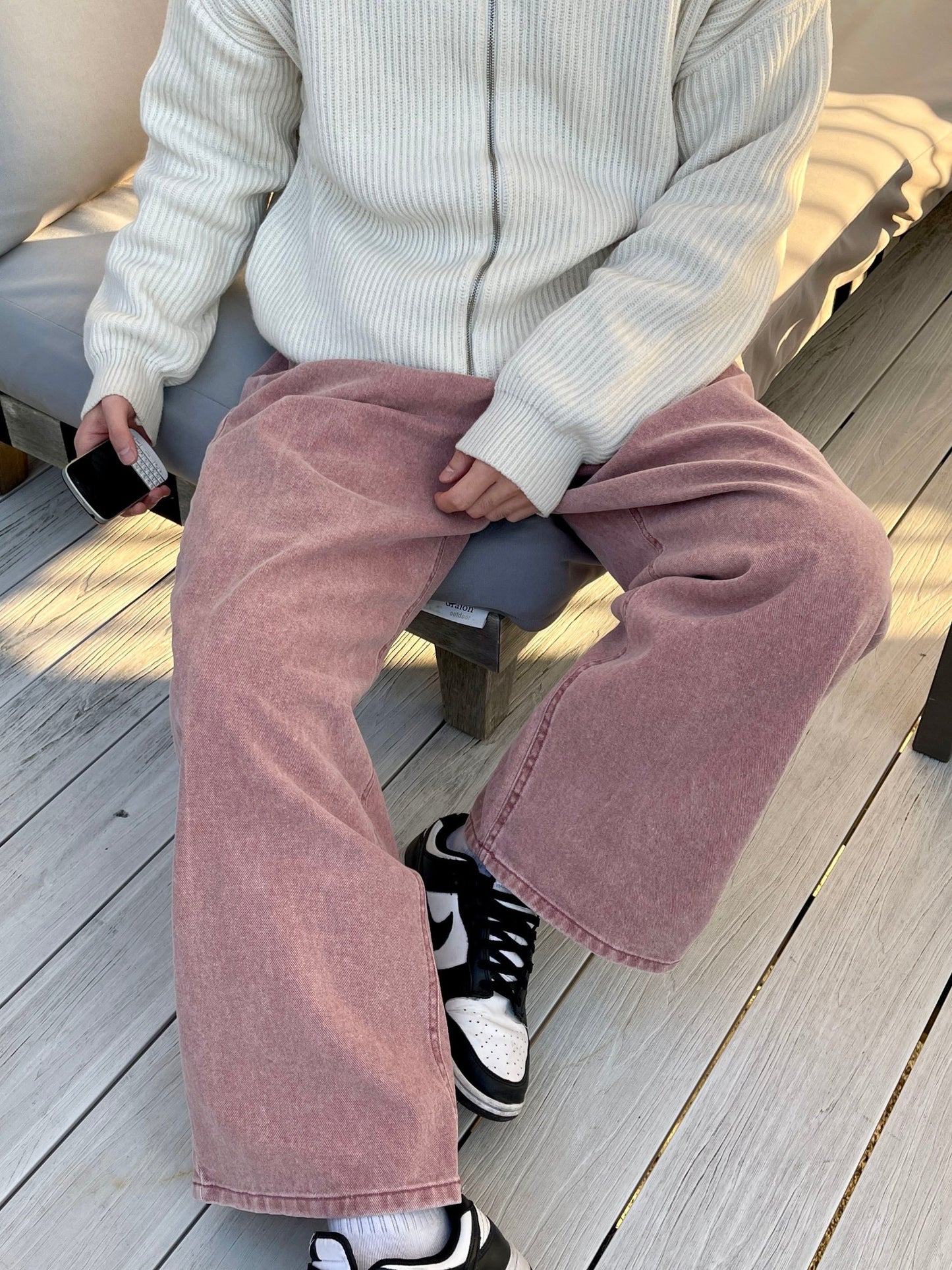 피그먼트 남자와이드바지 롱 와이드팬츠 오버핏 면바지 인디핑크 Pigment Cotton Wide Pants Indie Pink