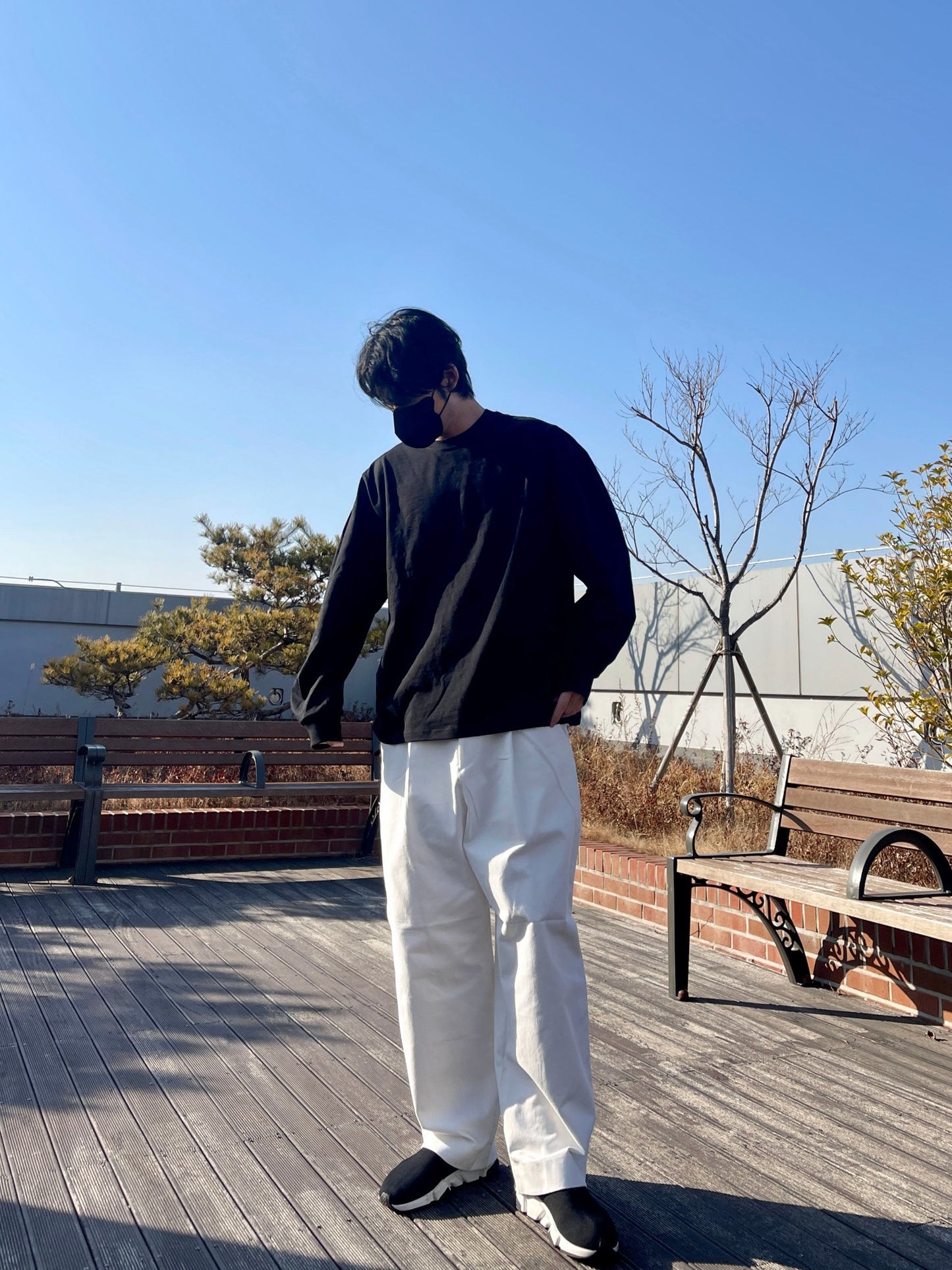 벌룬핏 티셔츠 오버핏 유니크 사계절 쭉티 블랙 Balloon Overfit Long Sleeve Black