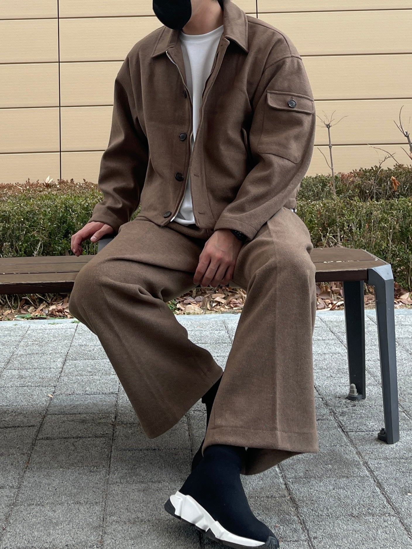 Sakariba Pintuck Wide Slacks Brown