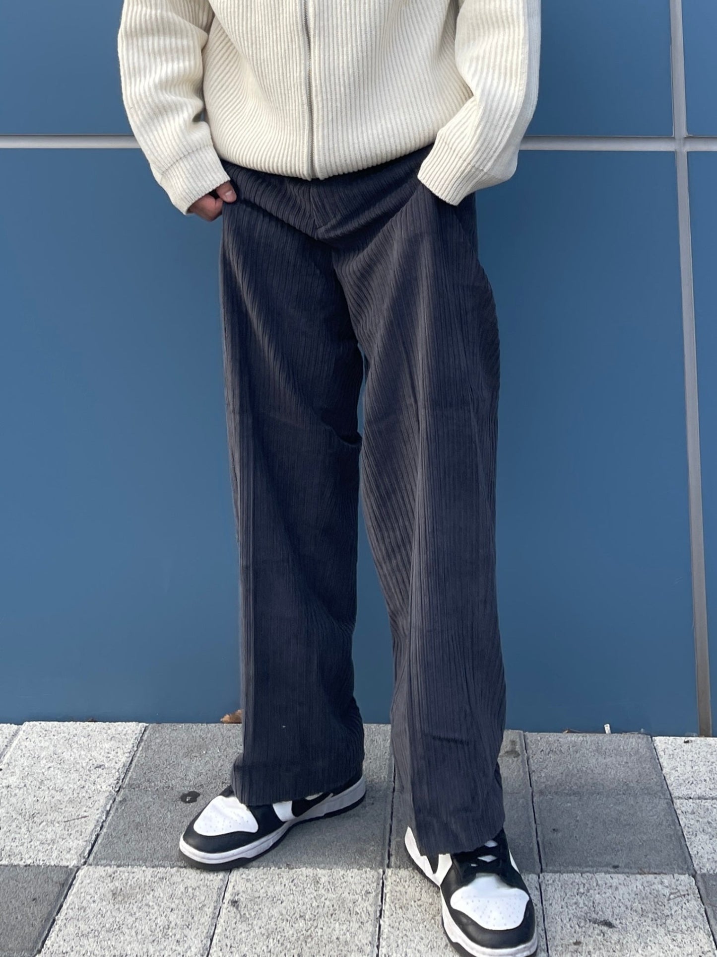 Wide Corduroy Pants Charcoal grey