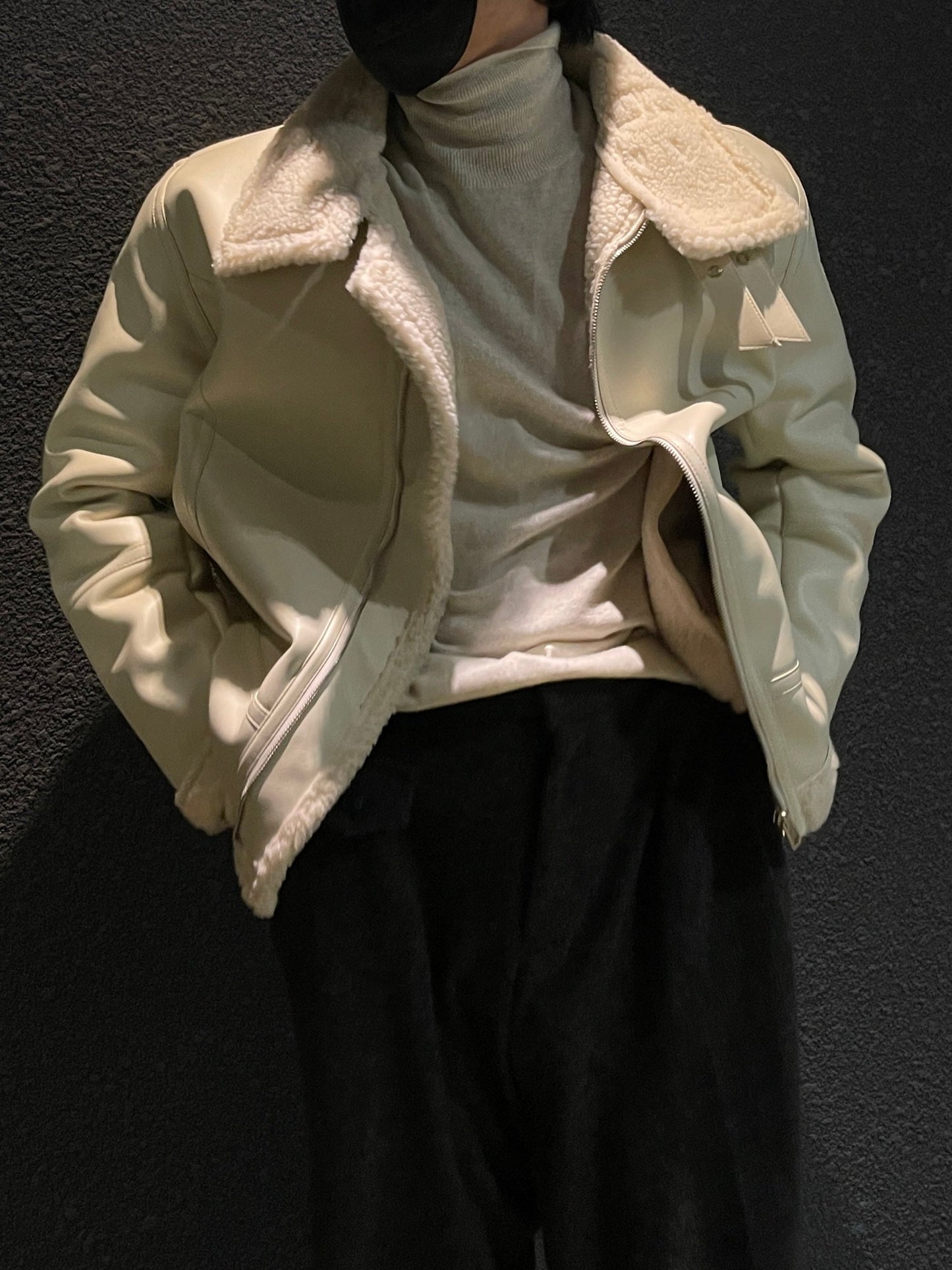 Casual Shearling Jacket Mustang Ivory
