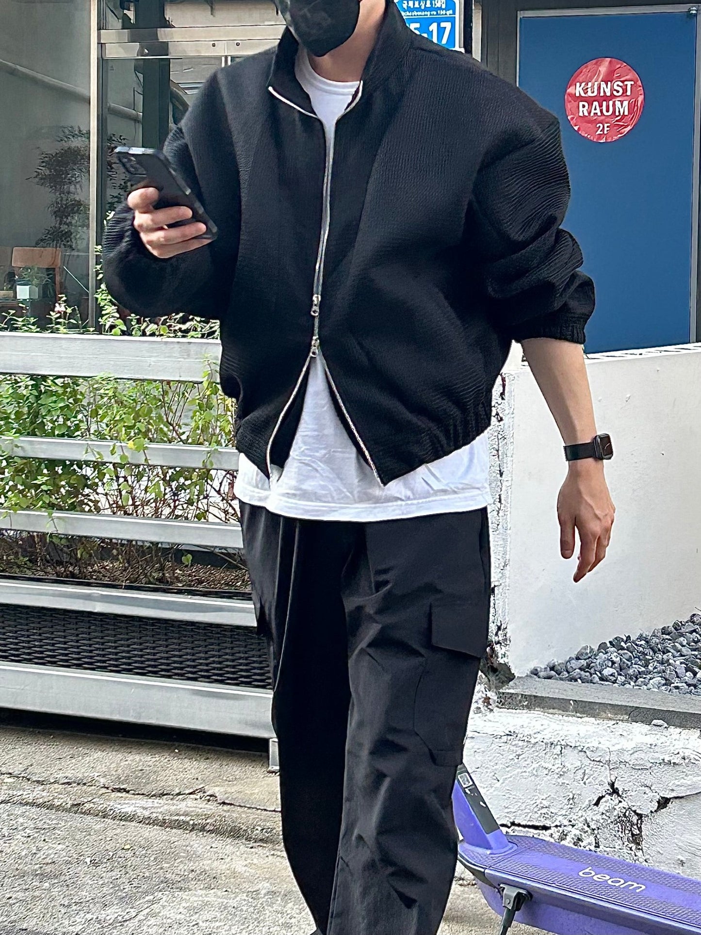 Balloon Woolen Jacket Black