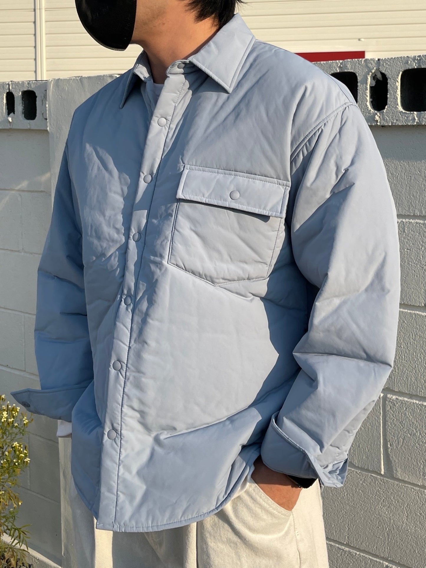Overfit Lightweight Padding Shirt Skyblue