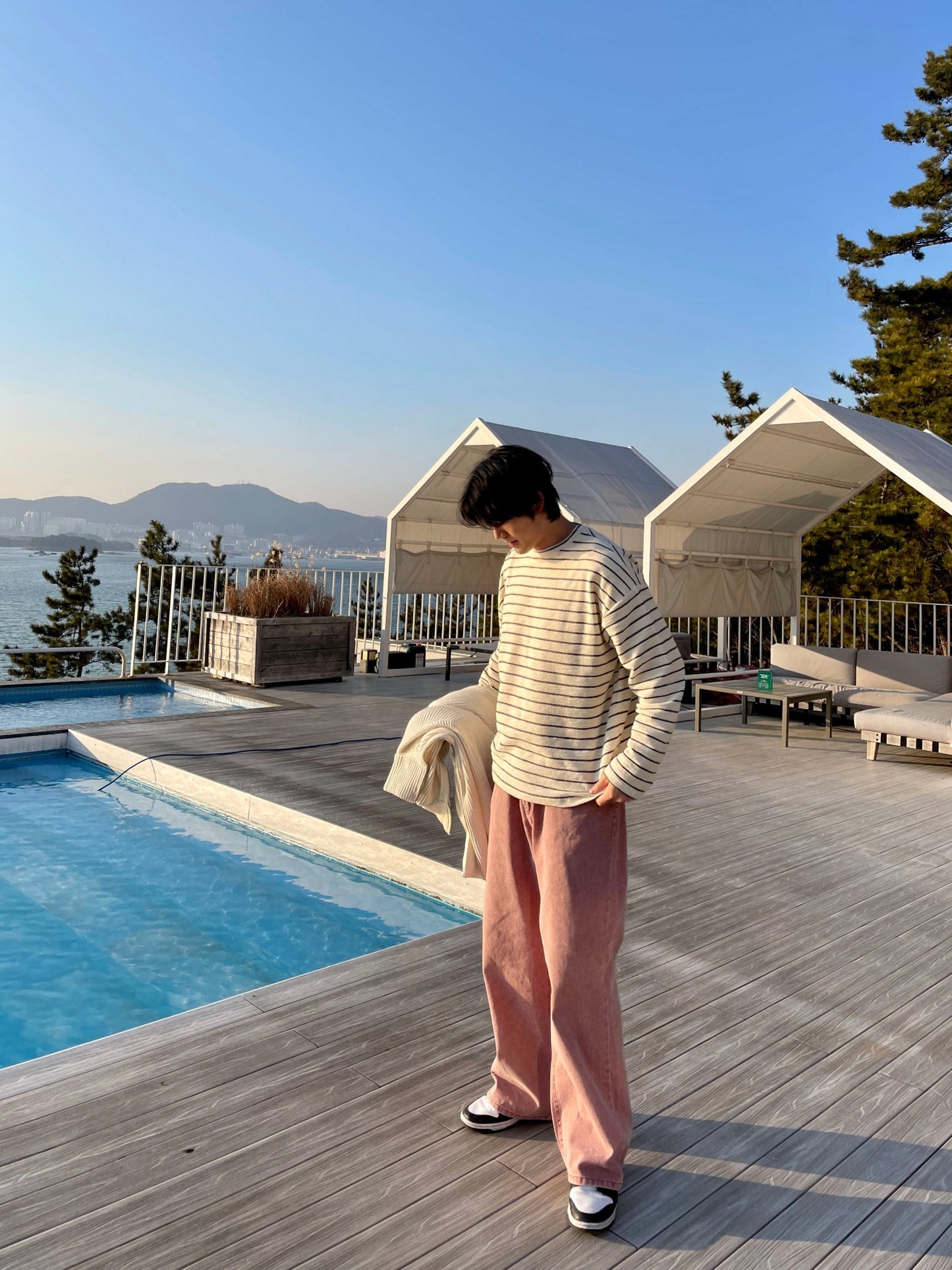 피그먼트 남자와이드바지 롱 와이드팬츠 오버핏 면바지 인디핑크 Pigment Cotton Wide Pants Indie Pink