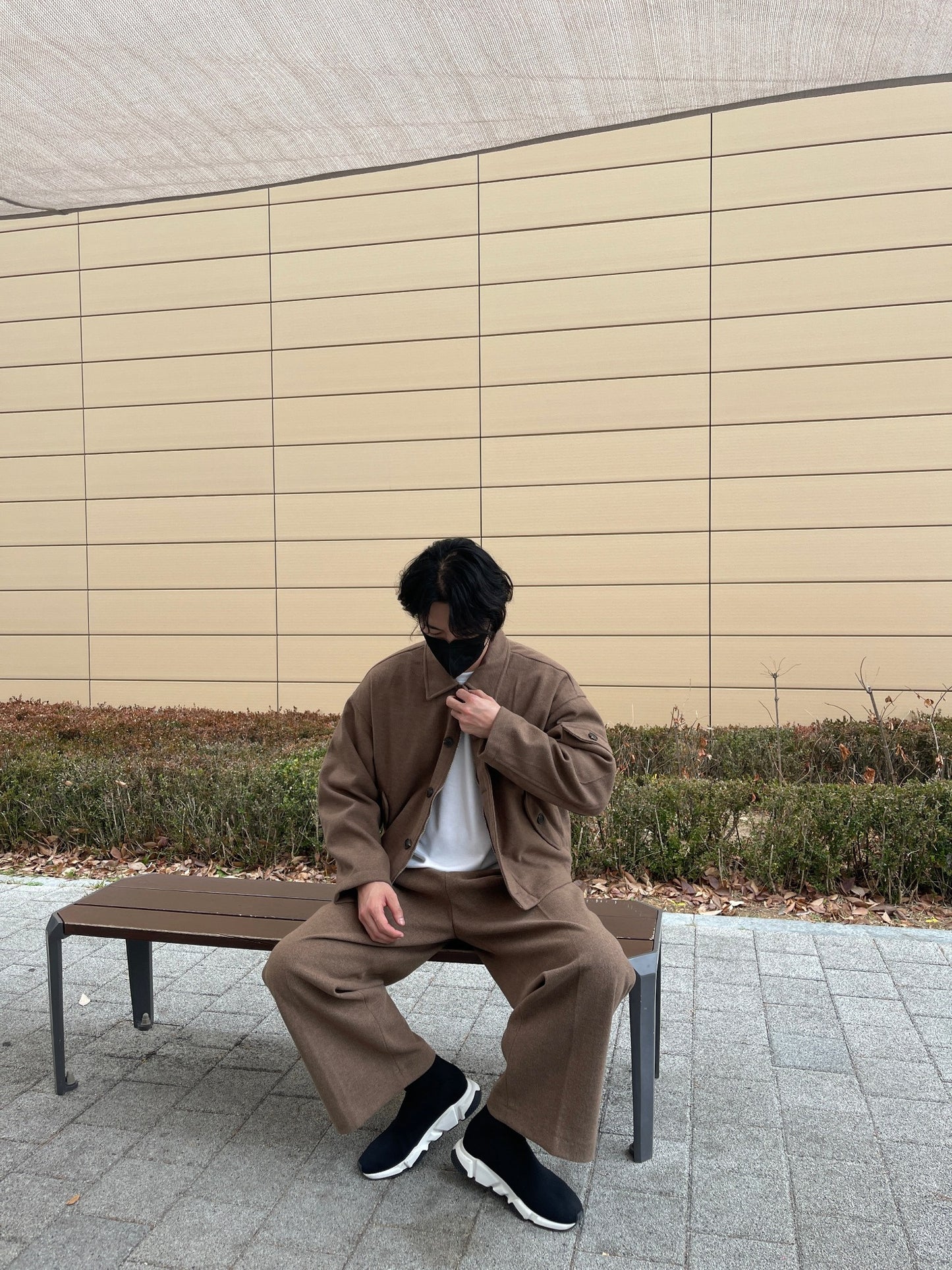 Sakariba Pintuck Wide Slacks Brown