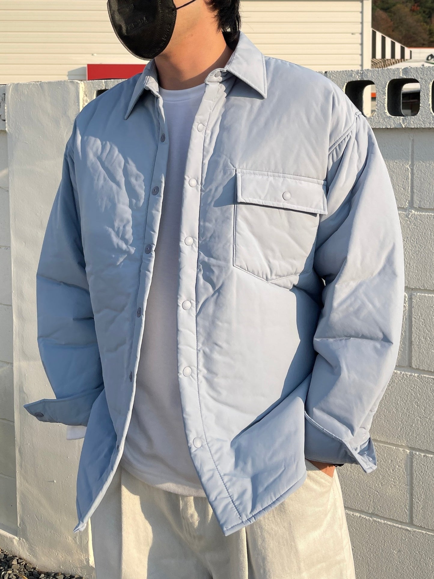 Overfit Lightweight Padding Shirt Skyblue