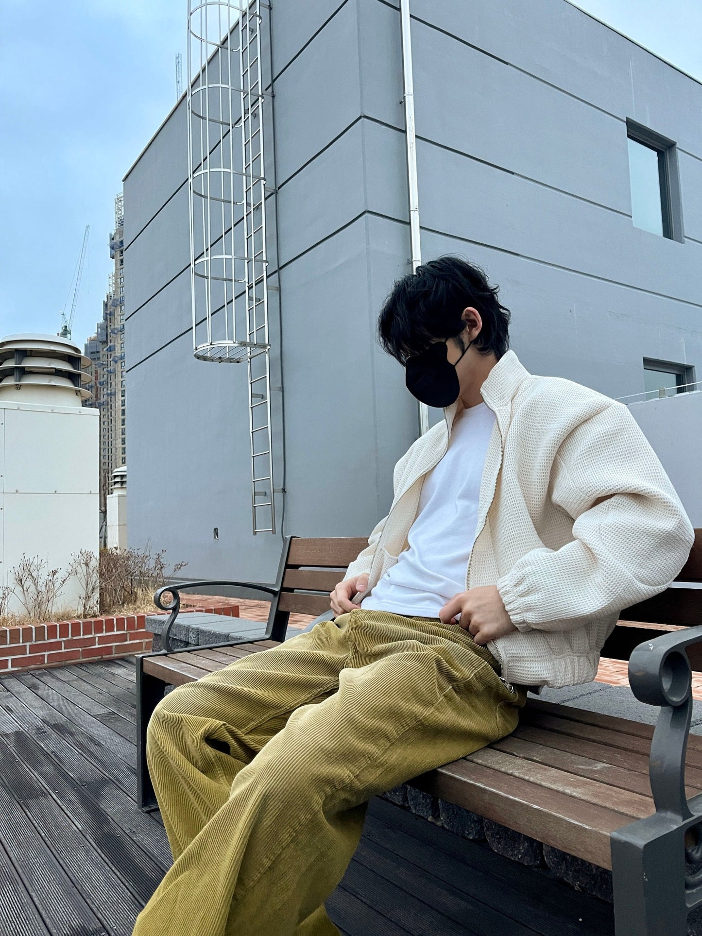 Embo Washing Wide Corduroy Pants Yellow