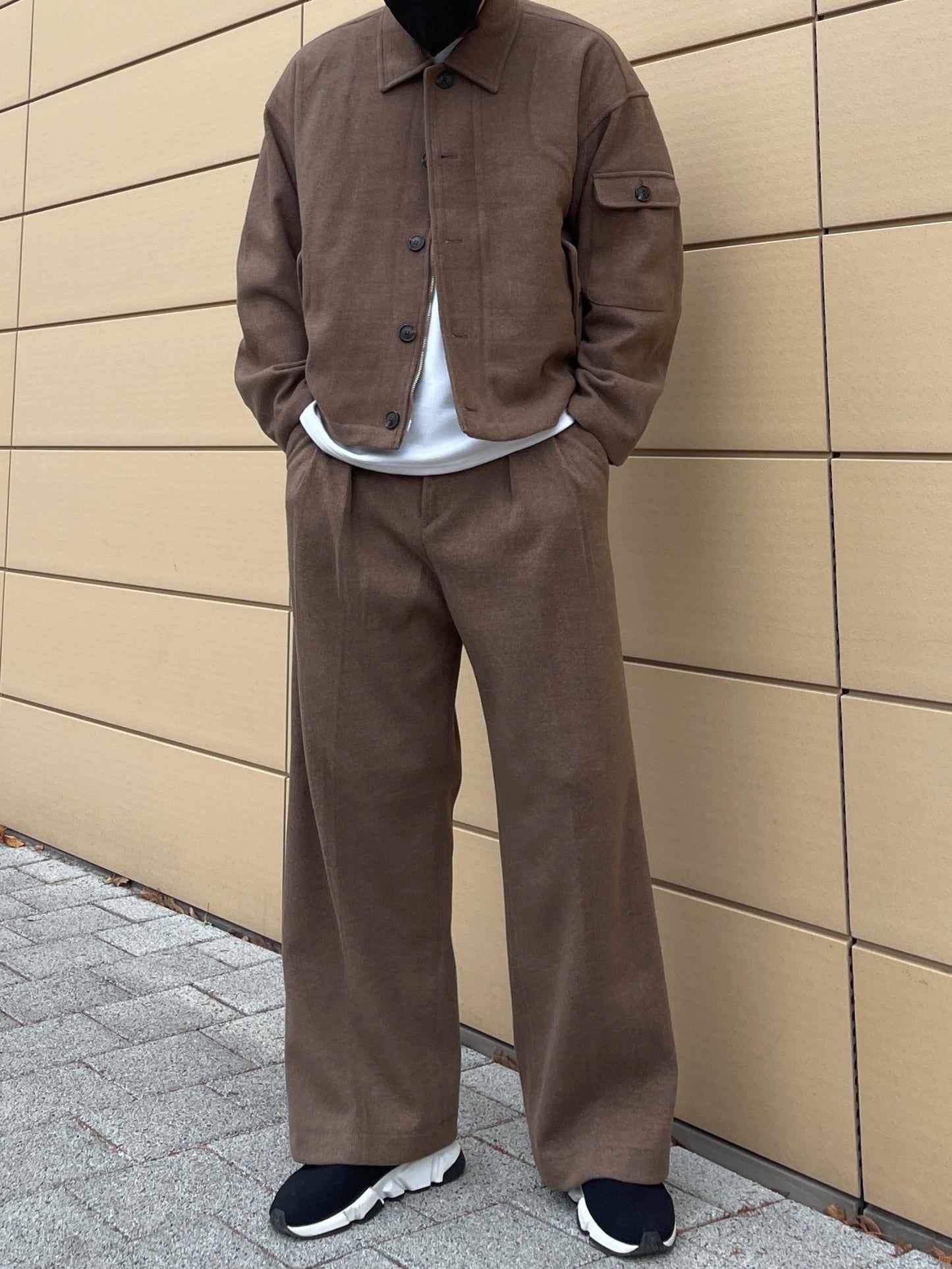 Sakariba Pintuck Wide Slacks Brown