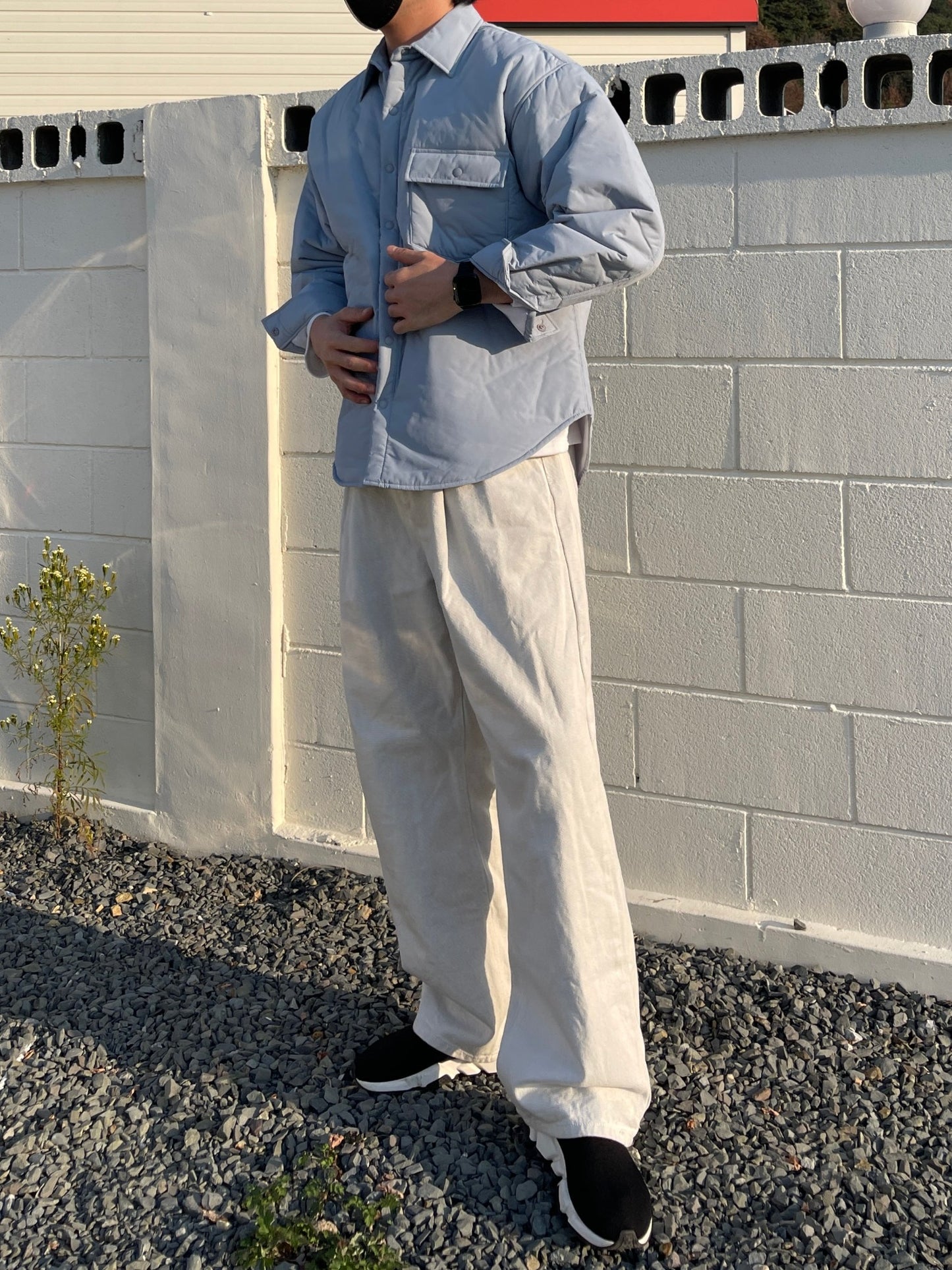 Overfit Lightweight Padding Shirt Skyblue