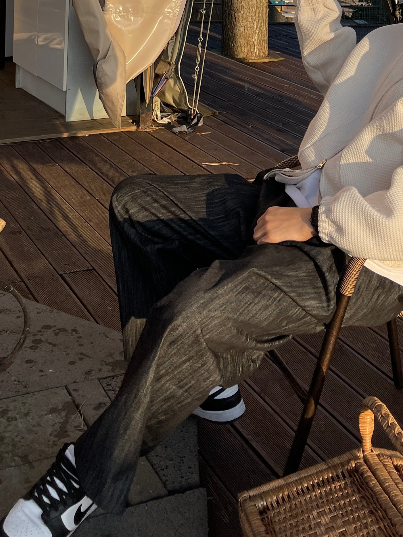 Nonfaded Denim Wide Pants Black
