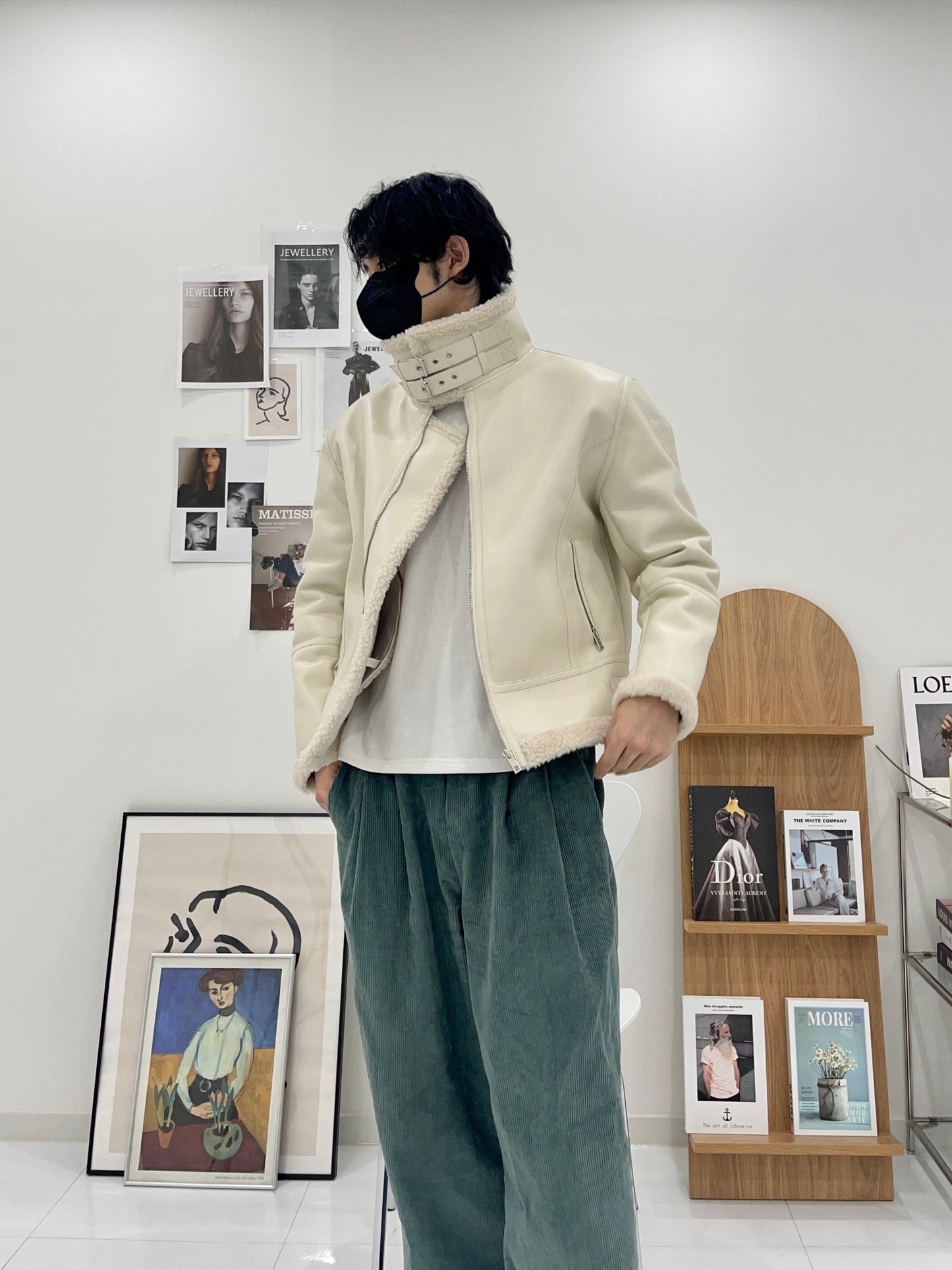 Casual Shearling Jacket Mustang Ivory