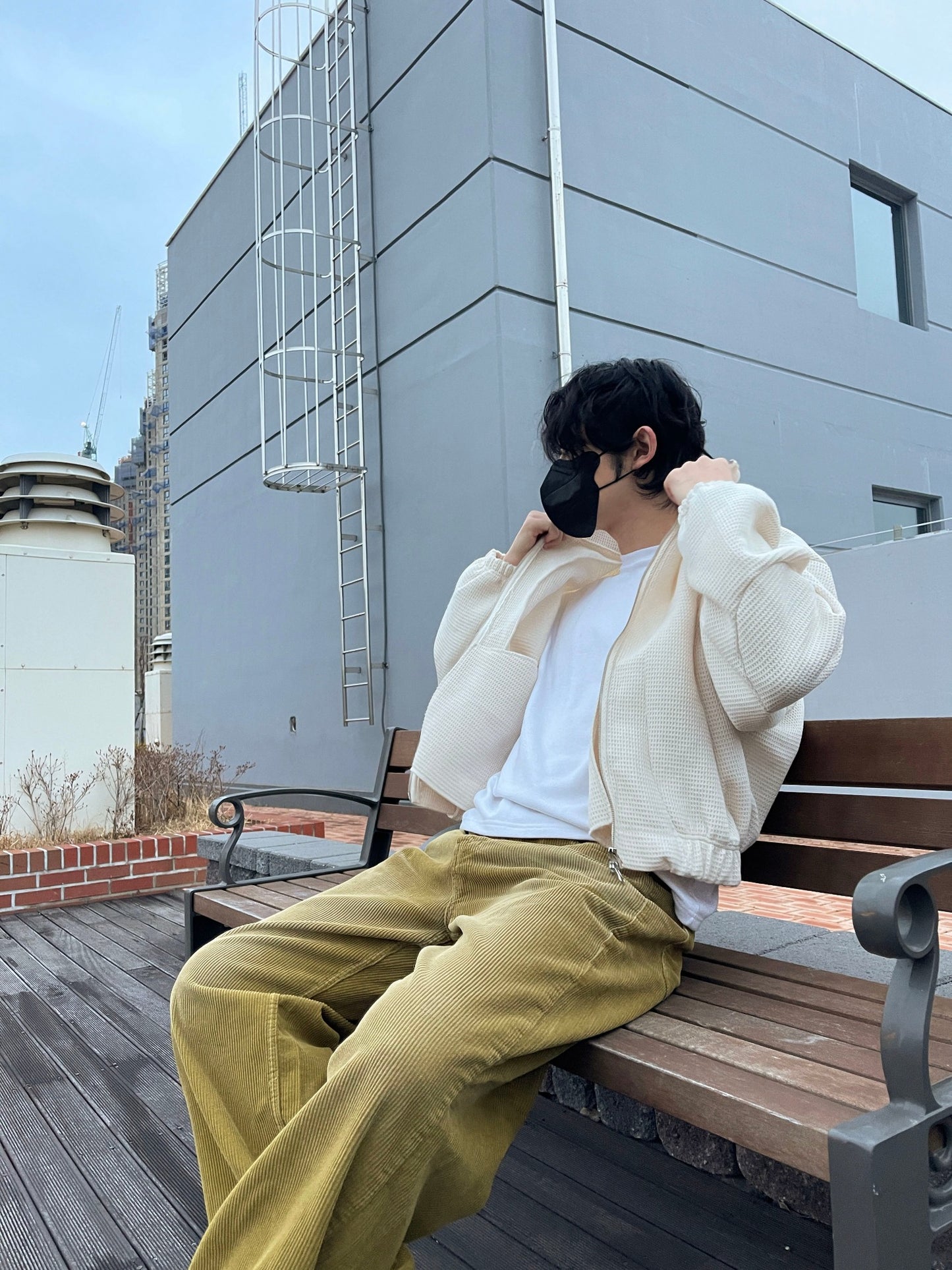 Embo Washing Wide Corduroy Pants Yellow