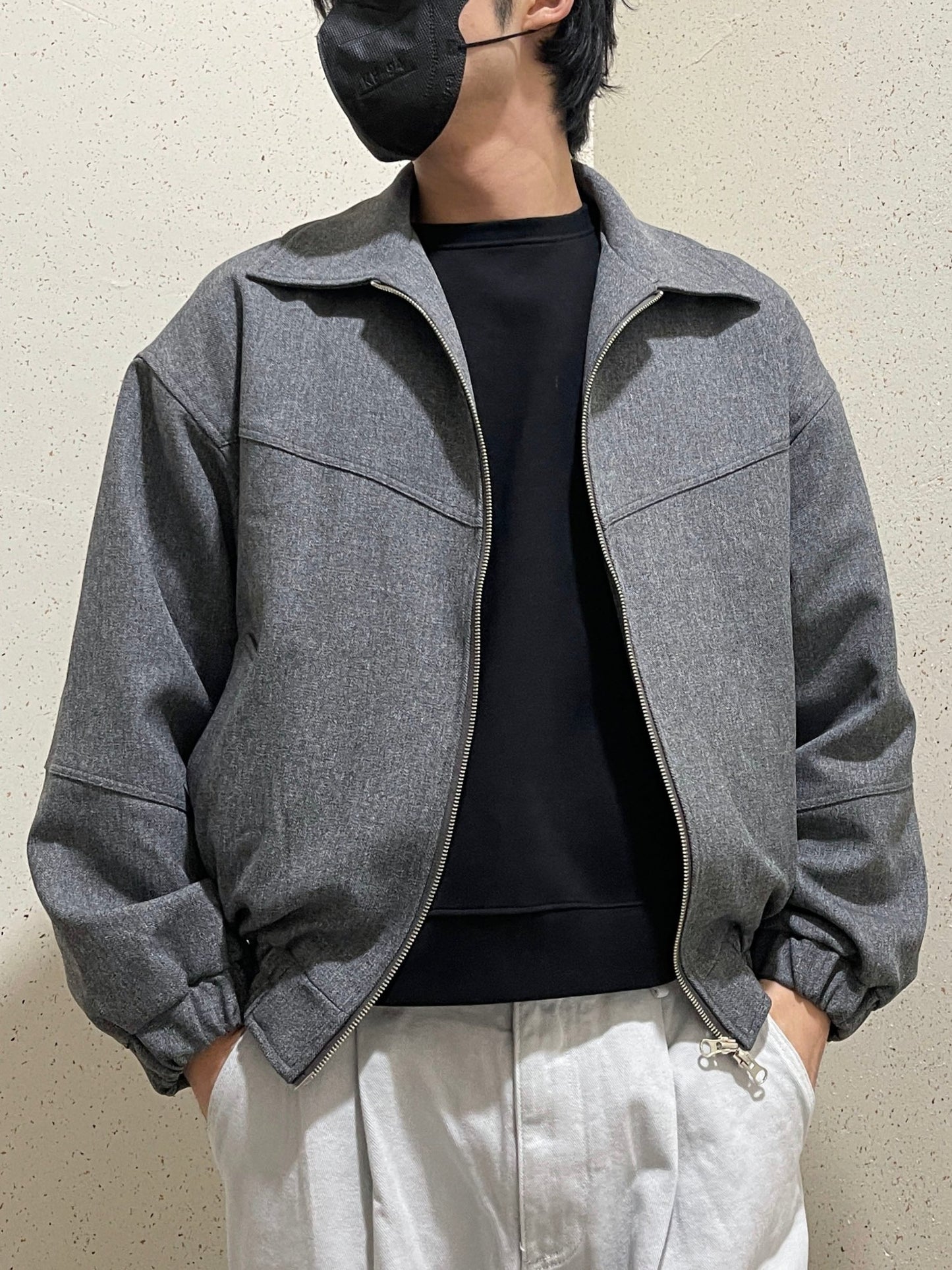 남자숏자켓 오버핏 크롭 봄재킷 미니멀룩 다크그레이 Balloon Crop Jacket darkgrey