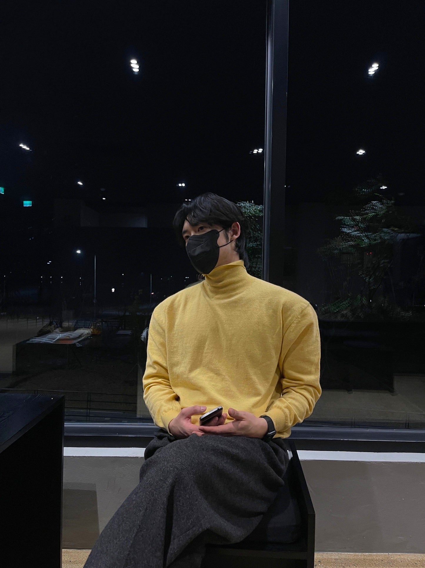 Cashmere Slit Turtleneck Sweater Yellow