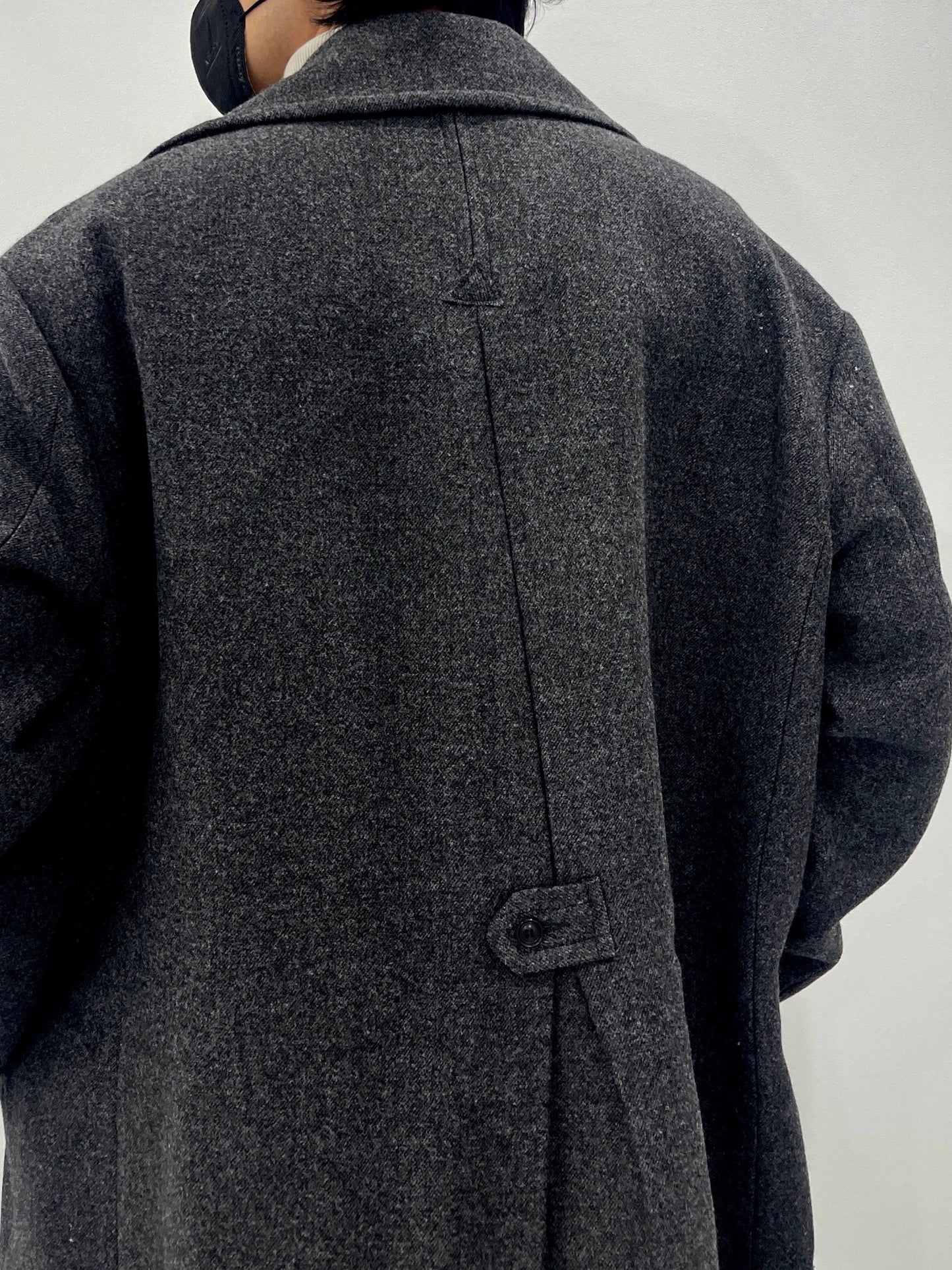 Back Slit Overfit Double Coat Charcoal
