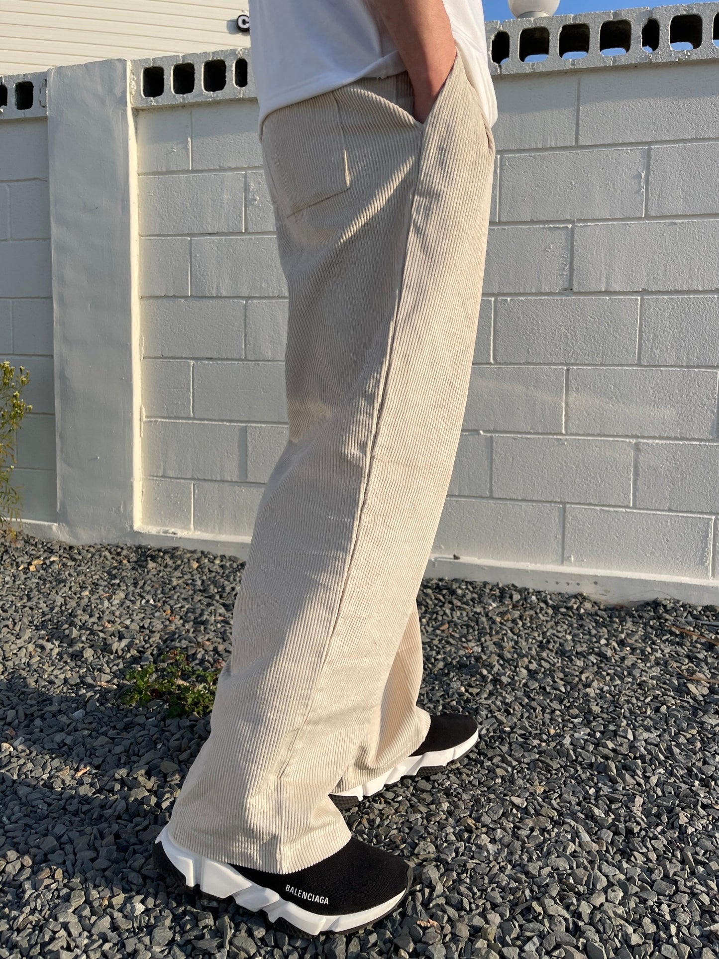Two Tuck Balloon Corduroy Pants Cream