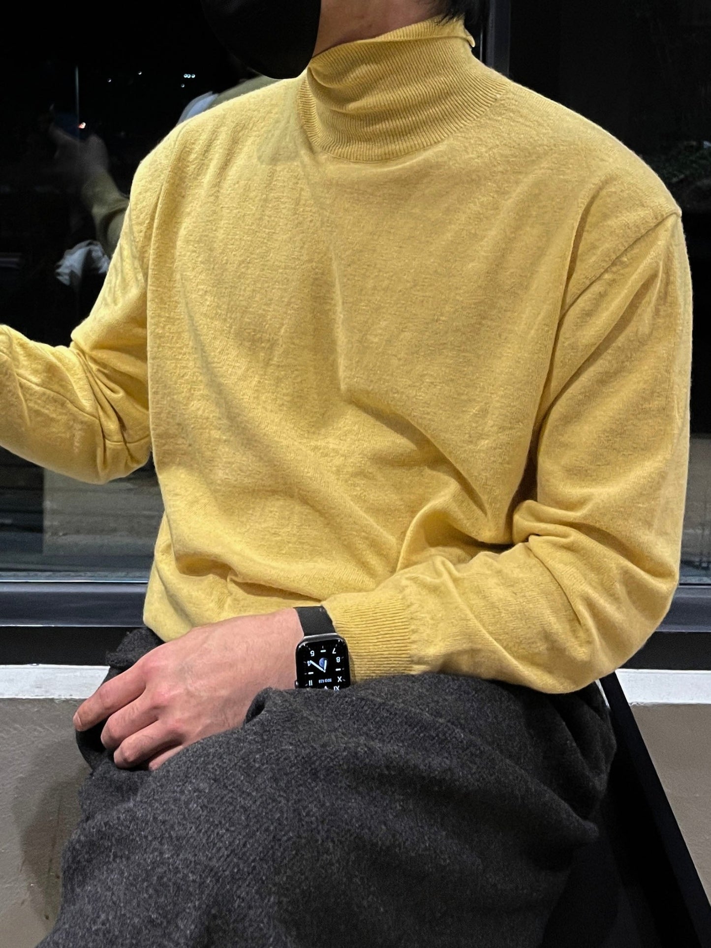 Cashmere Slit Turtleneck Sweater Yellow