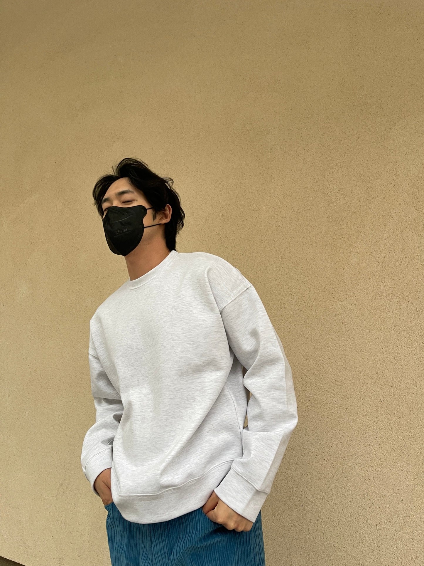 Overfit Pullover MTM White melange
