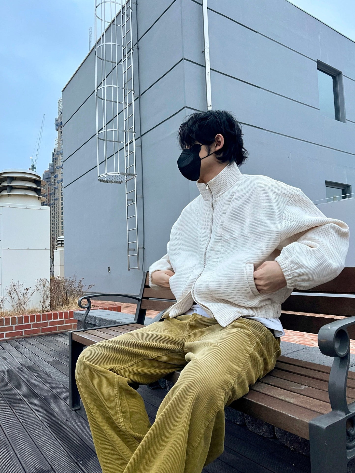 Embo Washing Wide Corduroy Pants Yellow