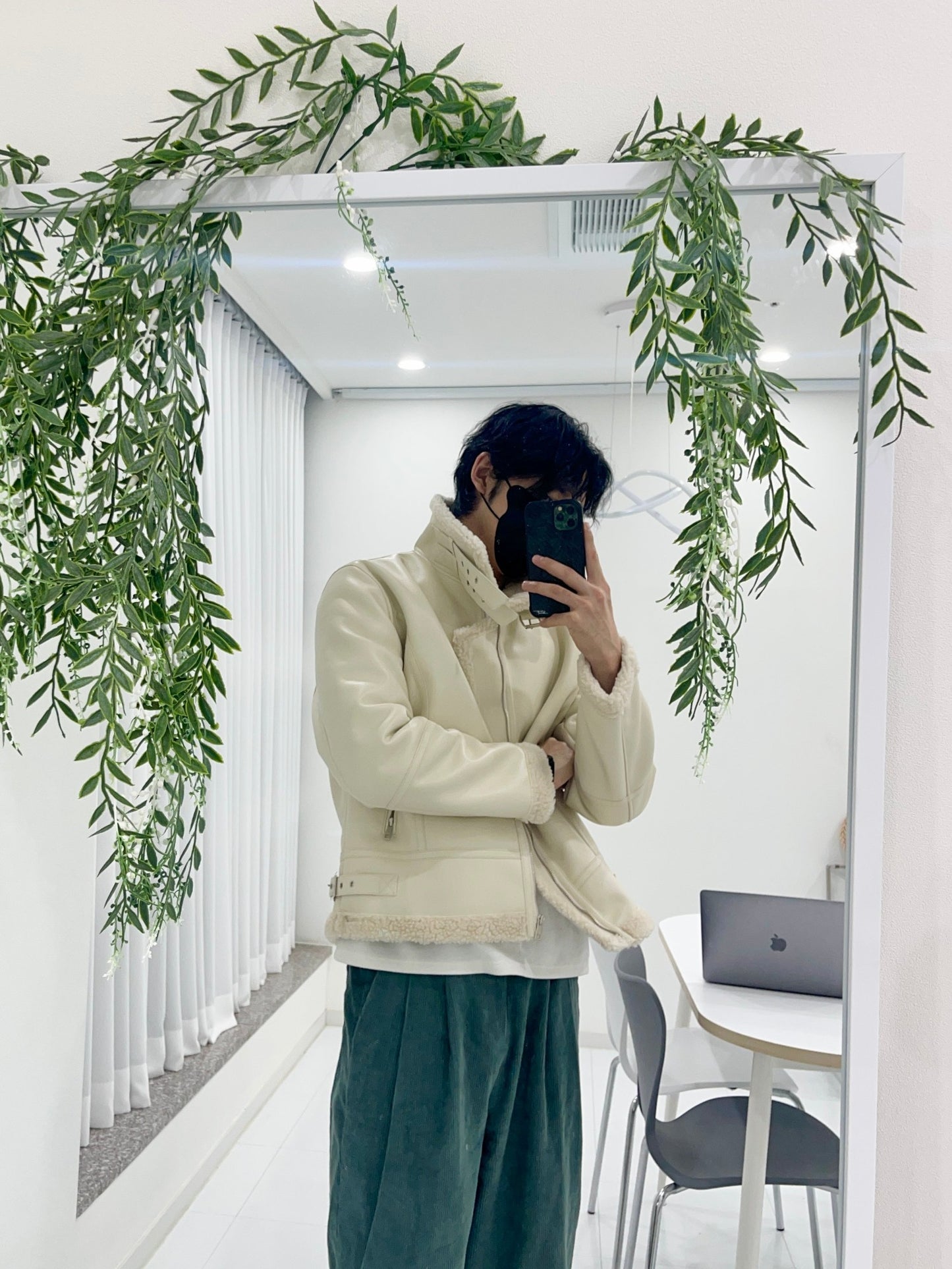 Casual Shearling Jacket Mustang Ivory