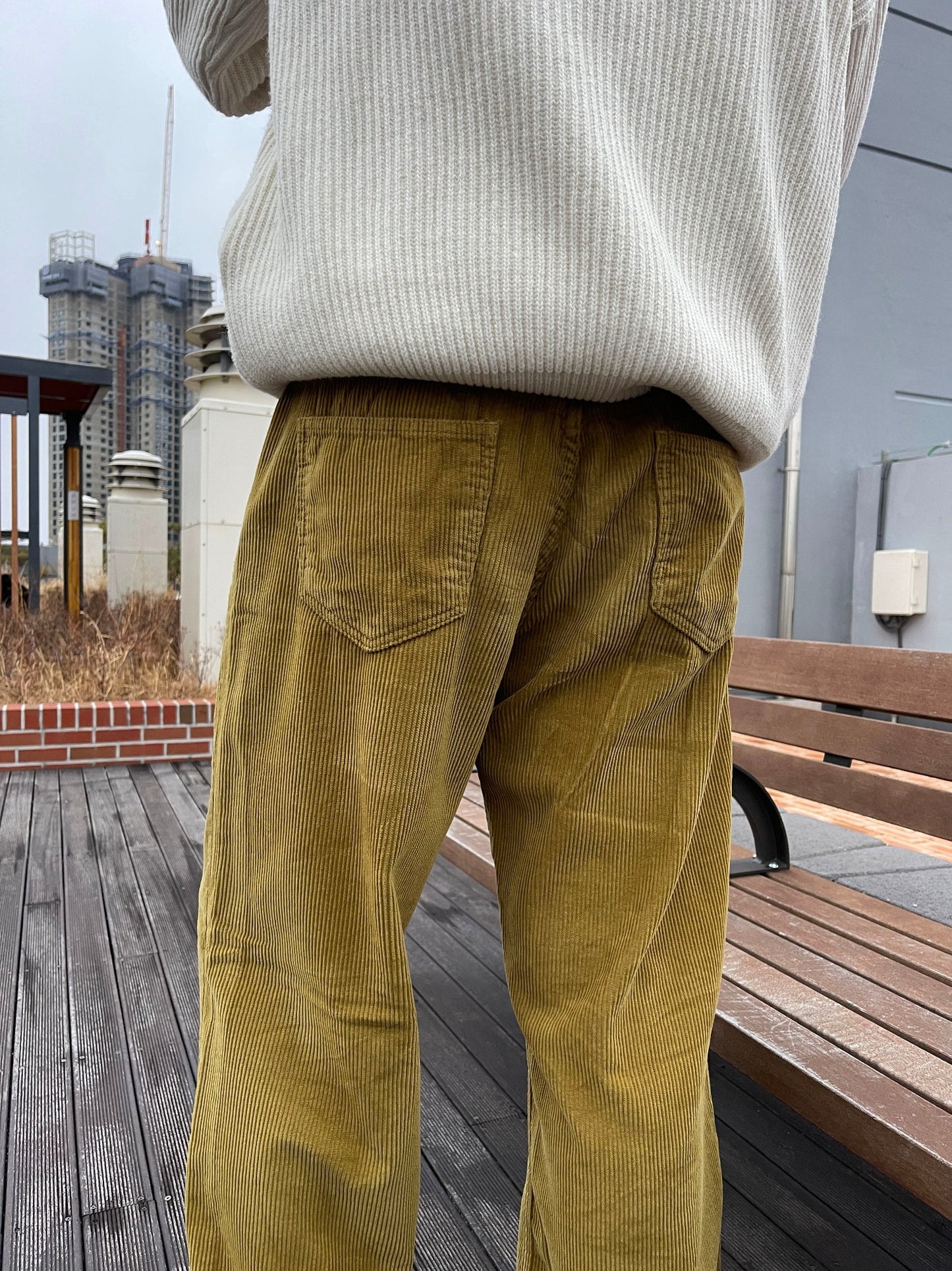 Embo Washing Wide Corduroy Pants Yellow
