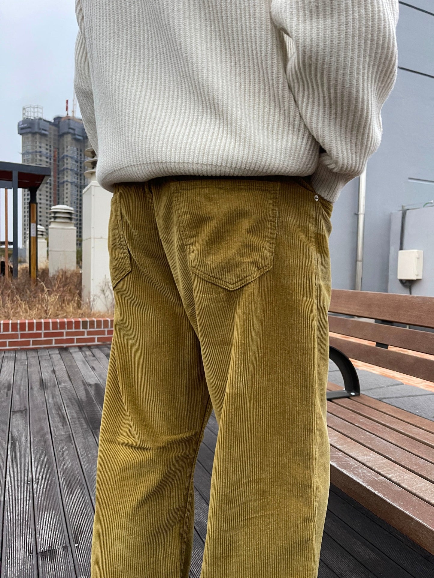Embo Washing Wide Corduroy Pants Yellow