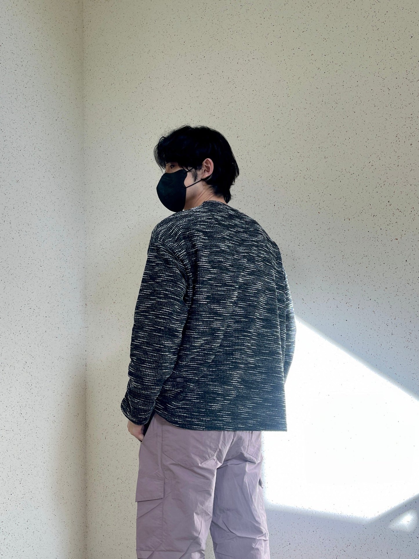 Rough Tweed Knit Black 트위드 오버핏 긴팔티 루즈핏 남자 봄 니트 블랙