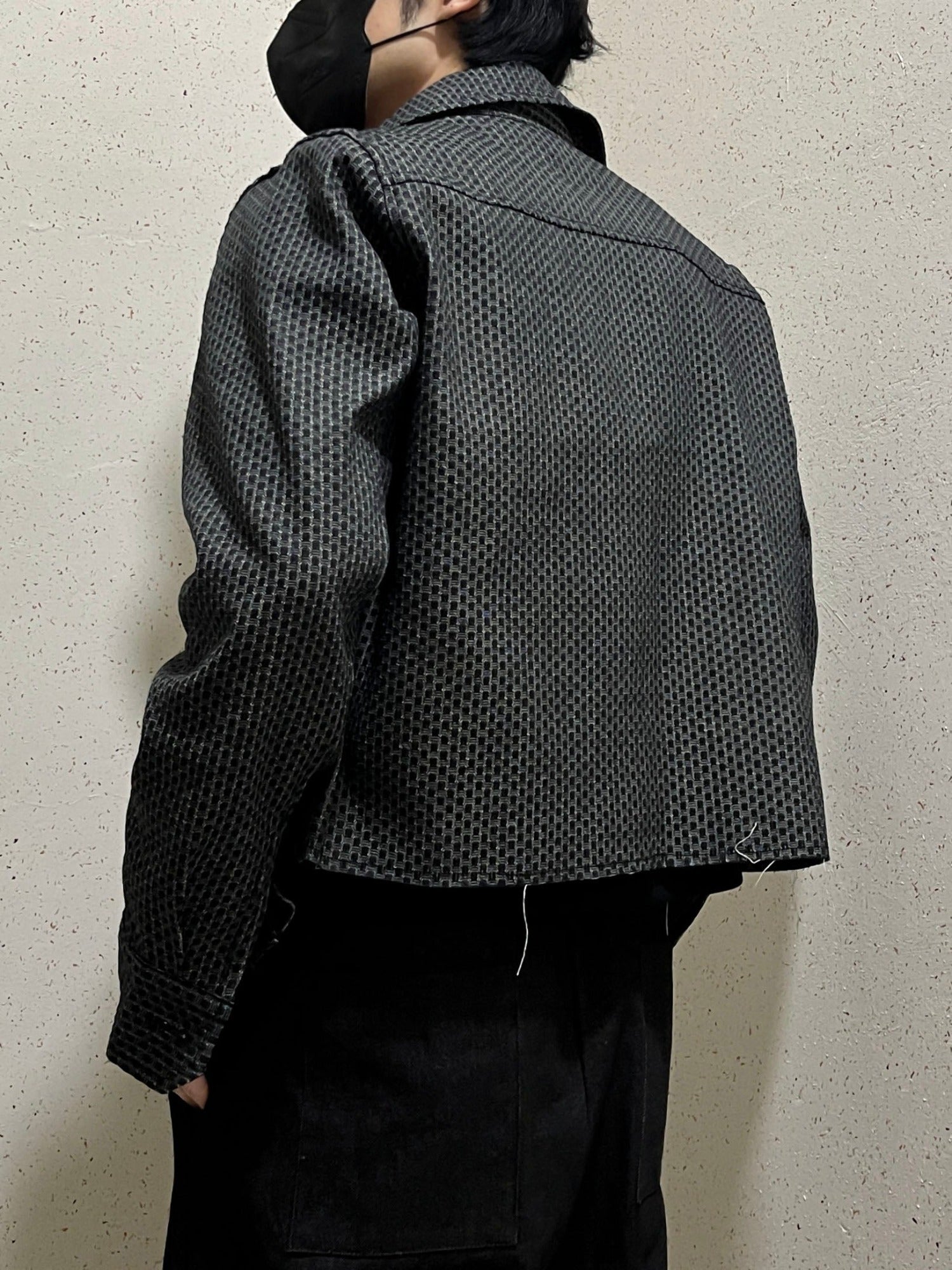 Crop Cutting Denim Jacket Black 남자데님자켓 밑단컷팅 크롭자켓 오버핏 흑청